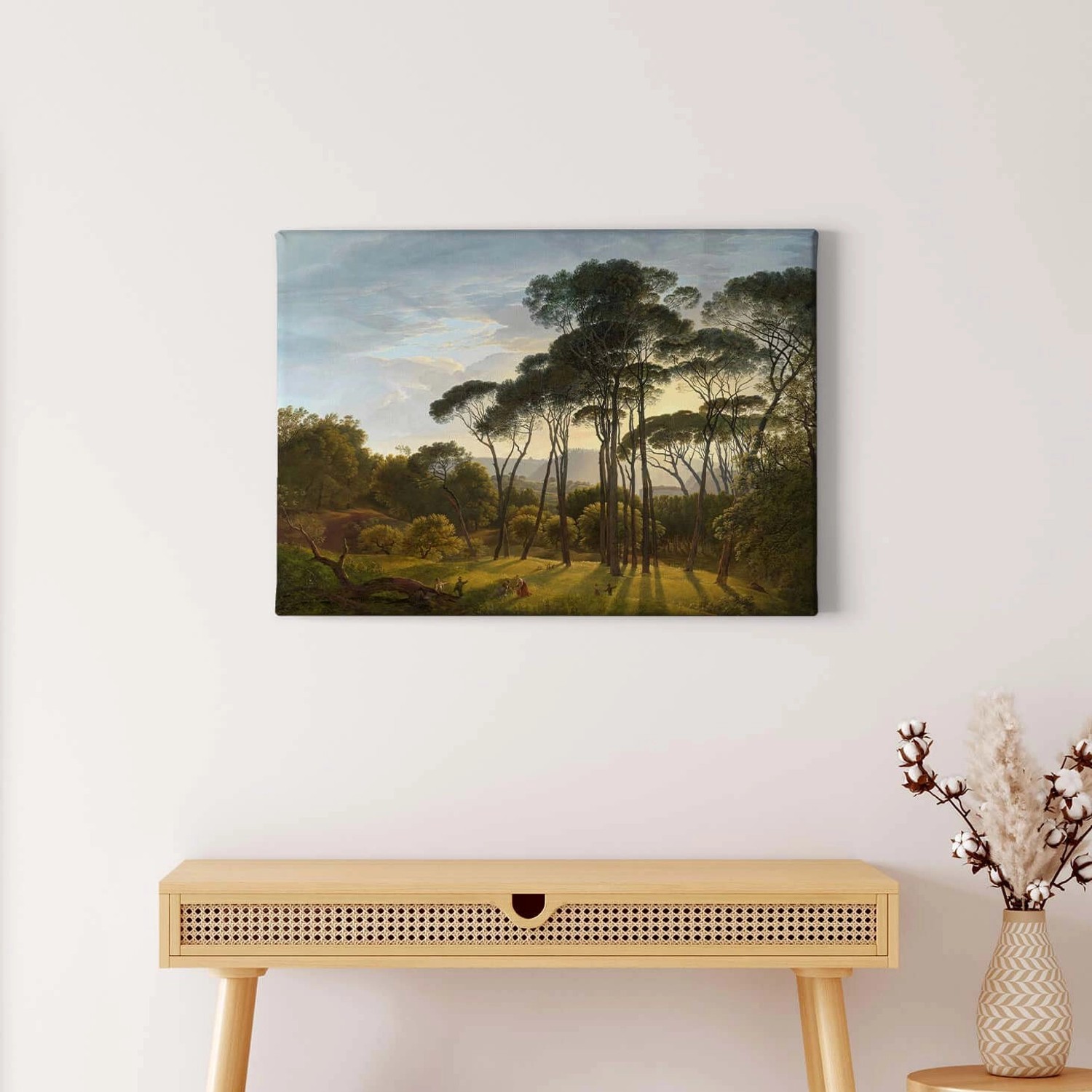 Bricoflor Kunstdruck Auf Leinwand Mit Bäumen Wald Leinwand Bild In Ölgemälde Optik Auf Keilrahmen Kunst Wandbild In Grün Und Hellblau Für Wohnzimmer