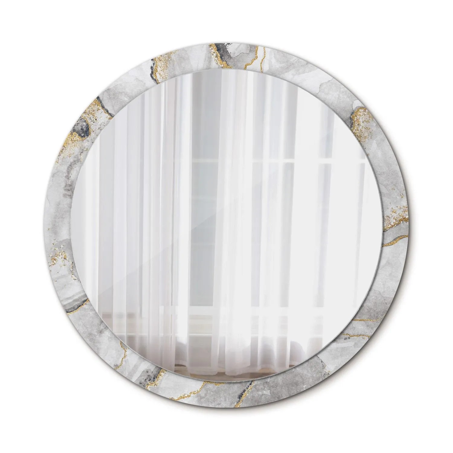 Tulup Spiegel mit Motivdruck Marmormuster 100x100 cm Runder Spiegel Aufdruck Spiegel Ornament Spiegel Ornamente