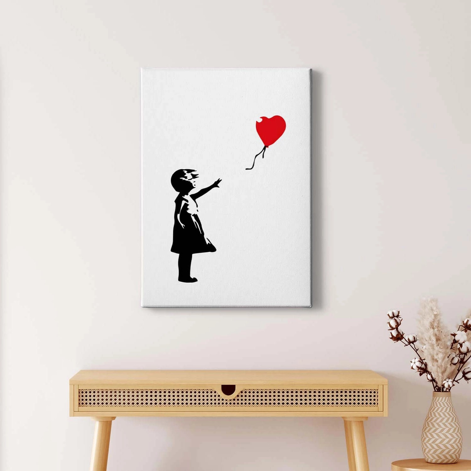 Bricoflor Street Art Bild In Schwarz Und Weiß Industrial Style Wandbild Mit Kind Und Luftballon Modernes Leinwandbild Ideal Für Büro Und Jugendzimmer