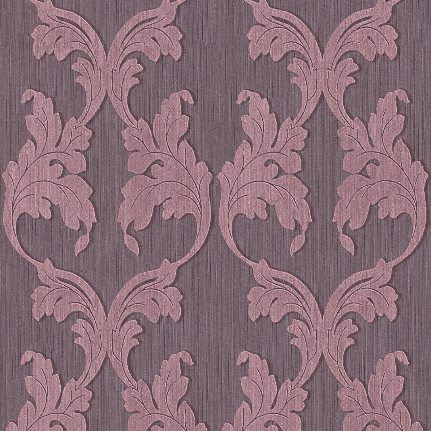 Bricoflor Lila Textiltapete mit Blätter Design Ornament Vliestapete in Violett Ideal für Wohn und Esszimmer Textil Vliestapete mit Blatt Muster Edel
