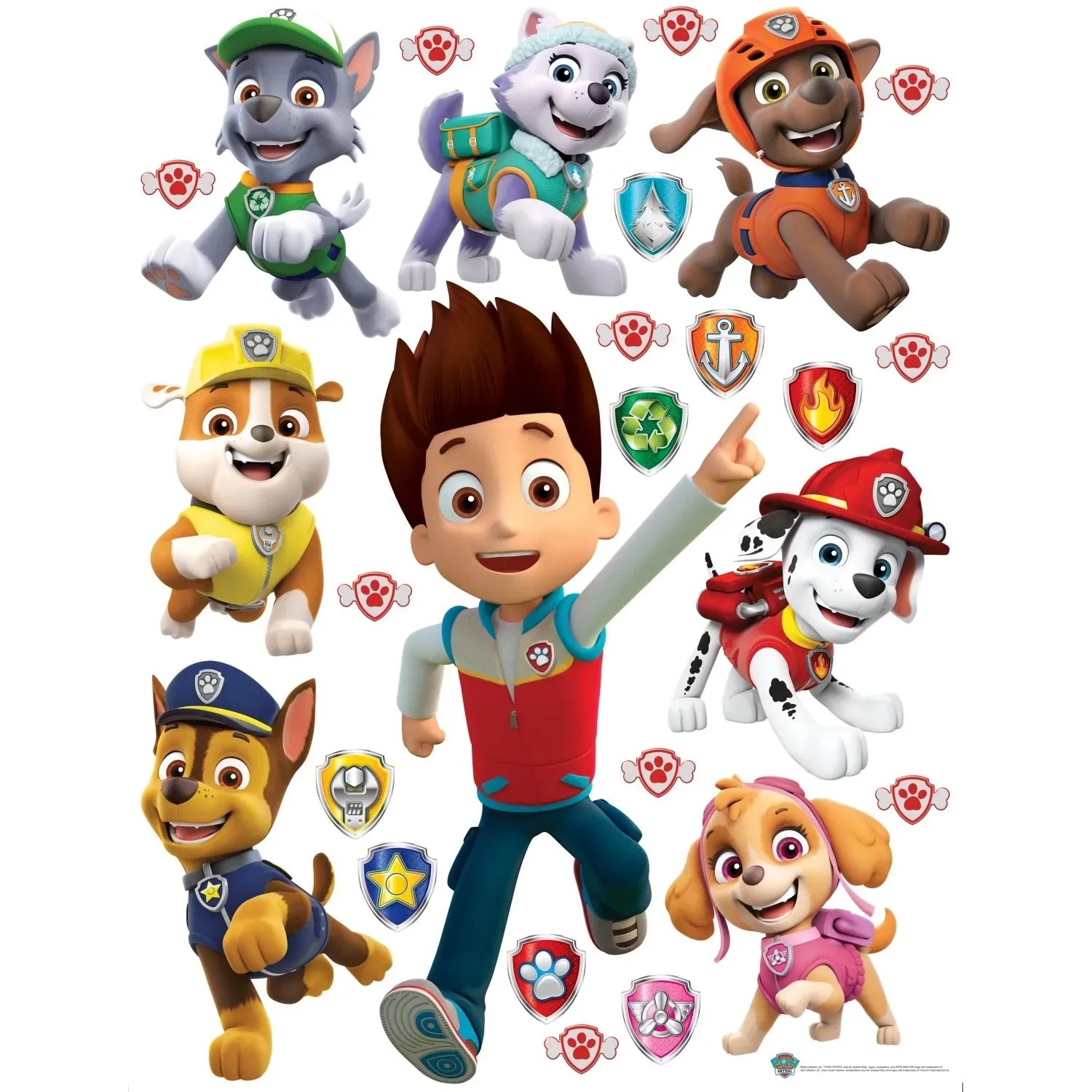 Sanders & Sanders Wandtattoo Paw Patrol Rot Gelb und Grün 65 x 85 cm 600175