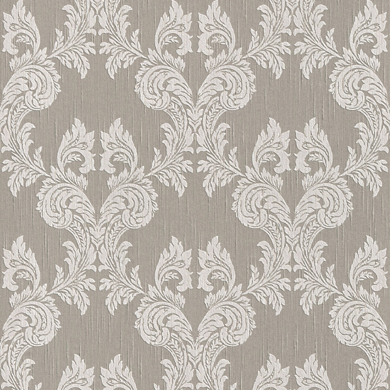 Bricoflor Neobarock Tapete Elegant Silber Graue Vliestapete mit Barock Ornament Edel Vlies Textiltapete in Hellgrau Ideal für Schlaf und Wohnzimmer