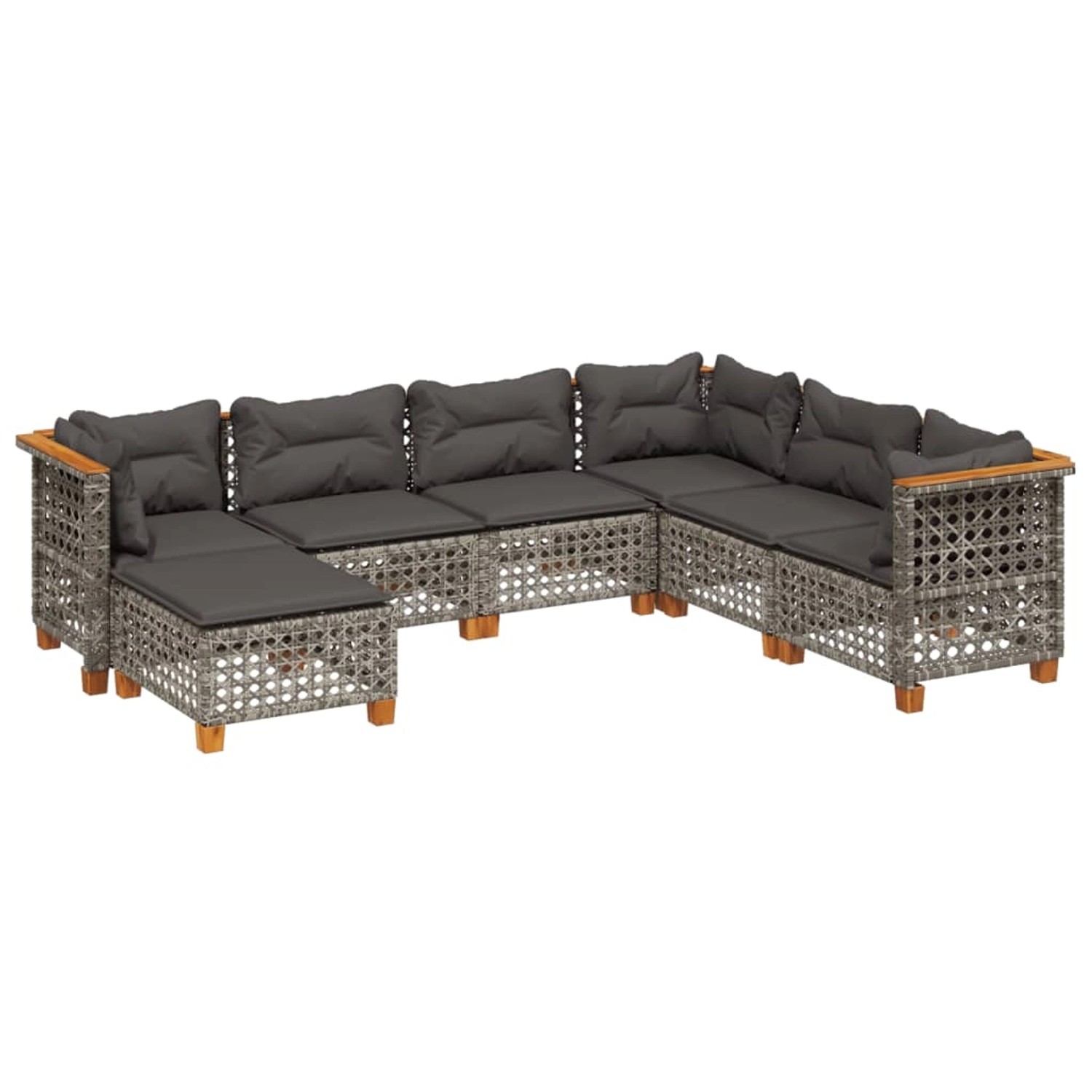 vidaXL 7-tlg Garten-Sofagarnitur mit Kissen Grau Poly Rattan Modell 196