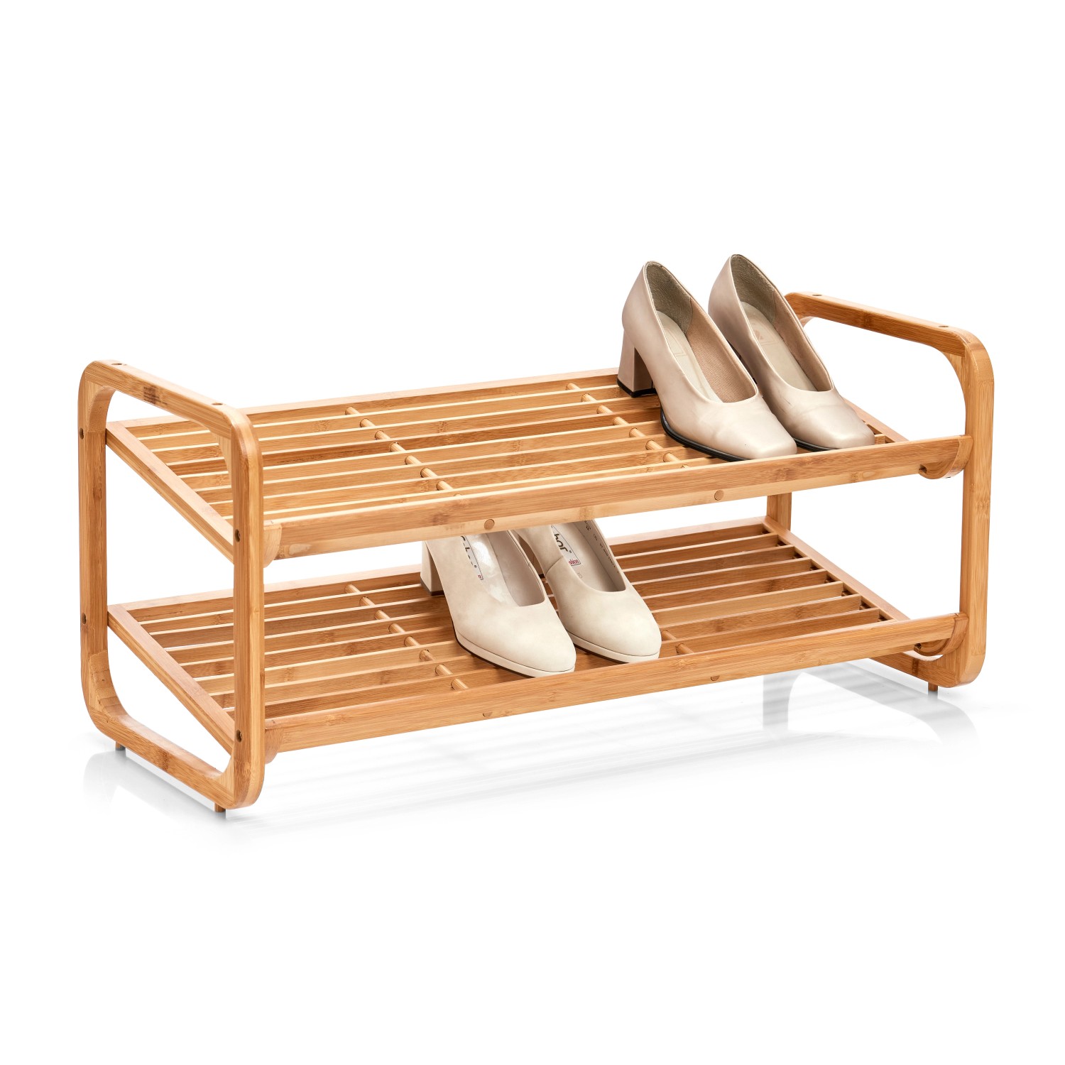Zeller Schuhregal mit 2 Ablagen Bambus 74 cm x 33 cm x 33 cm