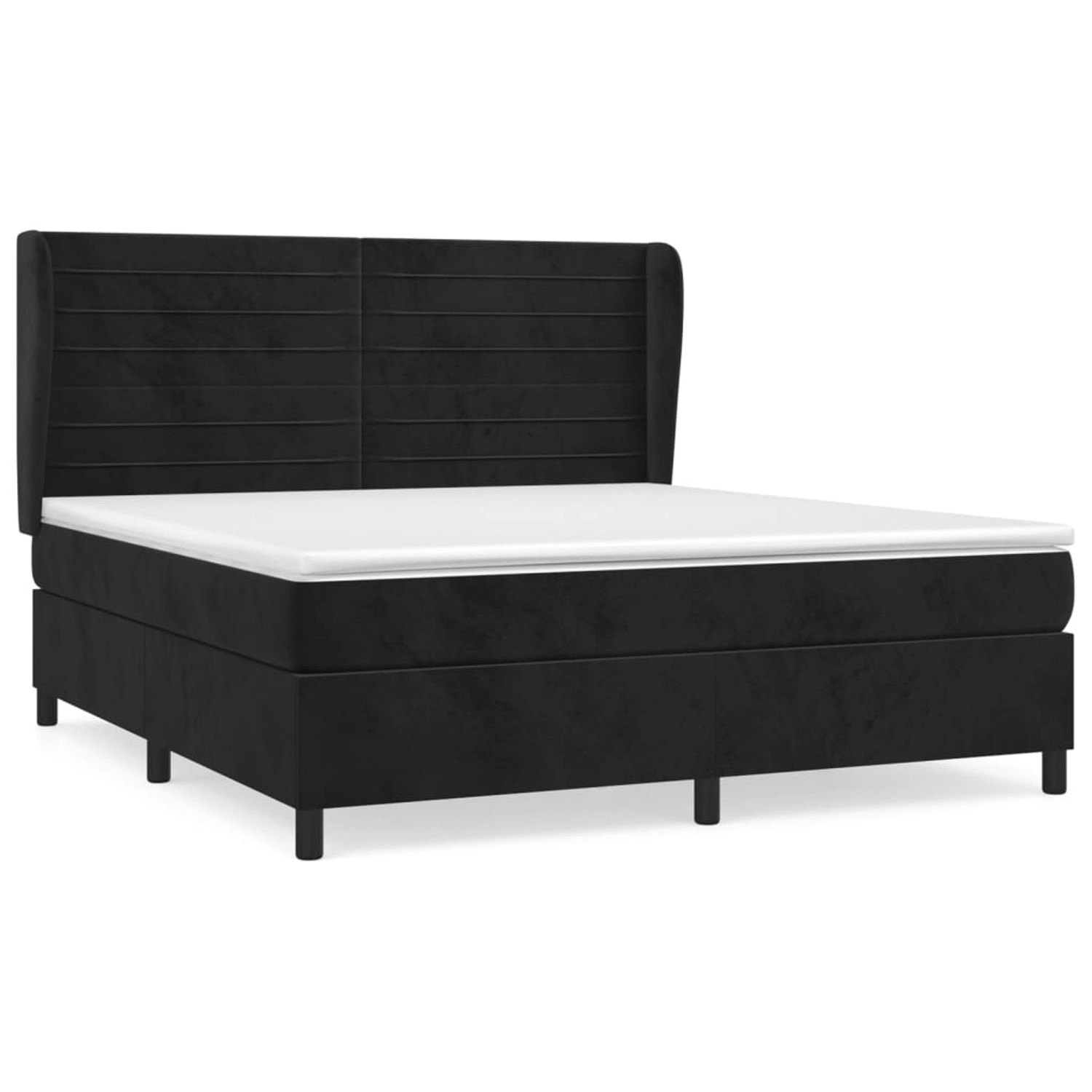 vidaXL Boxspringbett mit Matratze Schwarz 180x200 cm Samt1534474