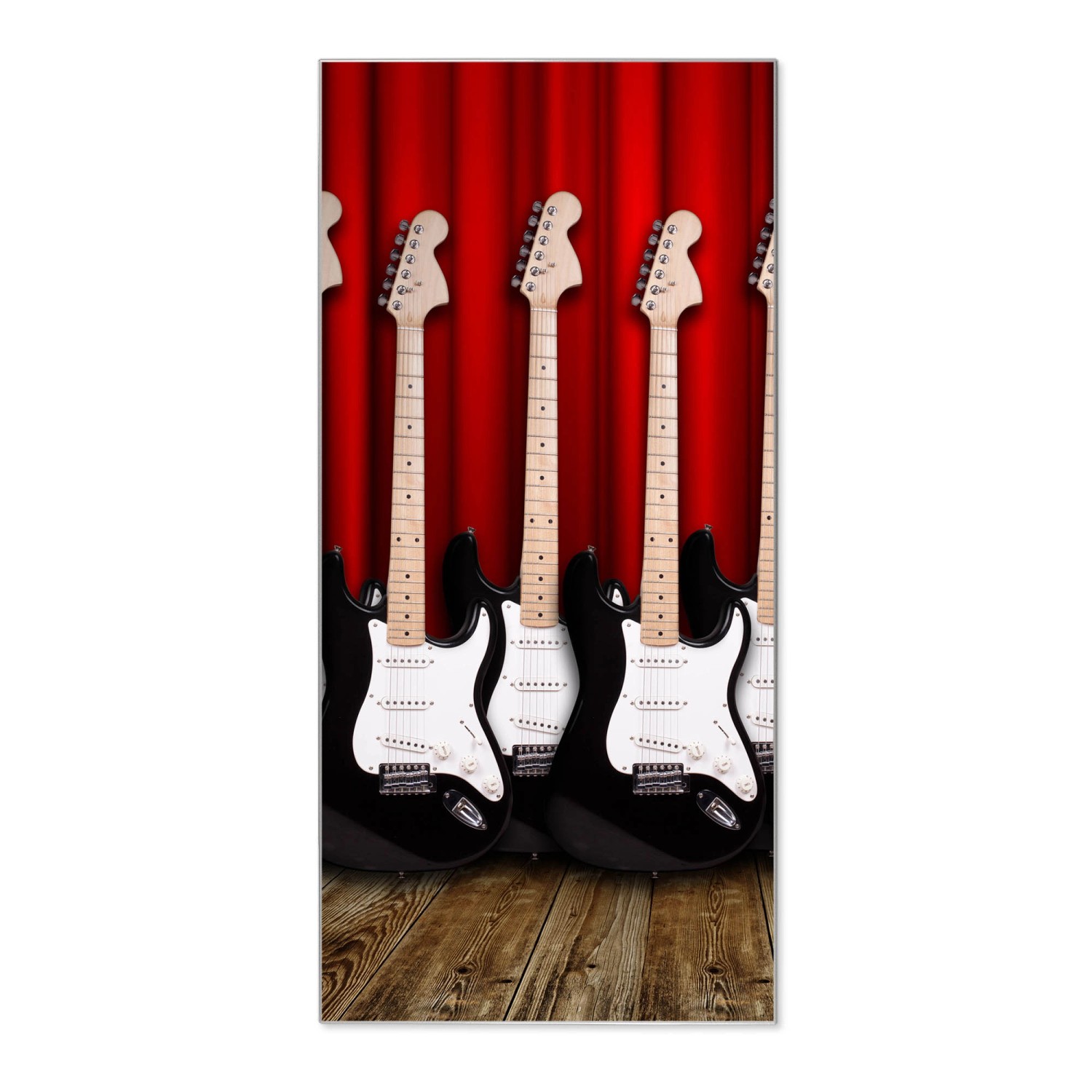 Banjado Magnettafel 37x78cm Magnetwand Silber Aus Metall Magnetpinnwand Pinnwand Inkl. 4 Magnete Motiv E-Gitarren