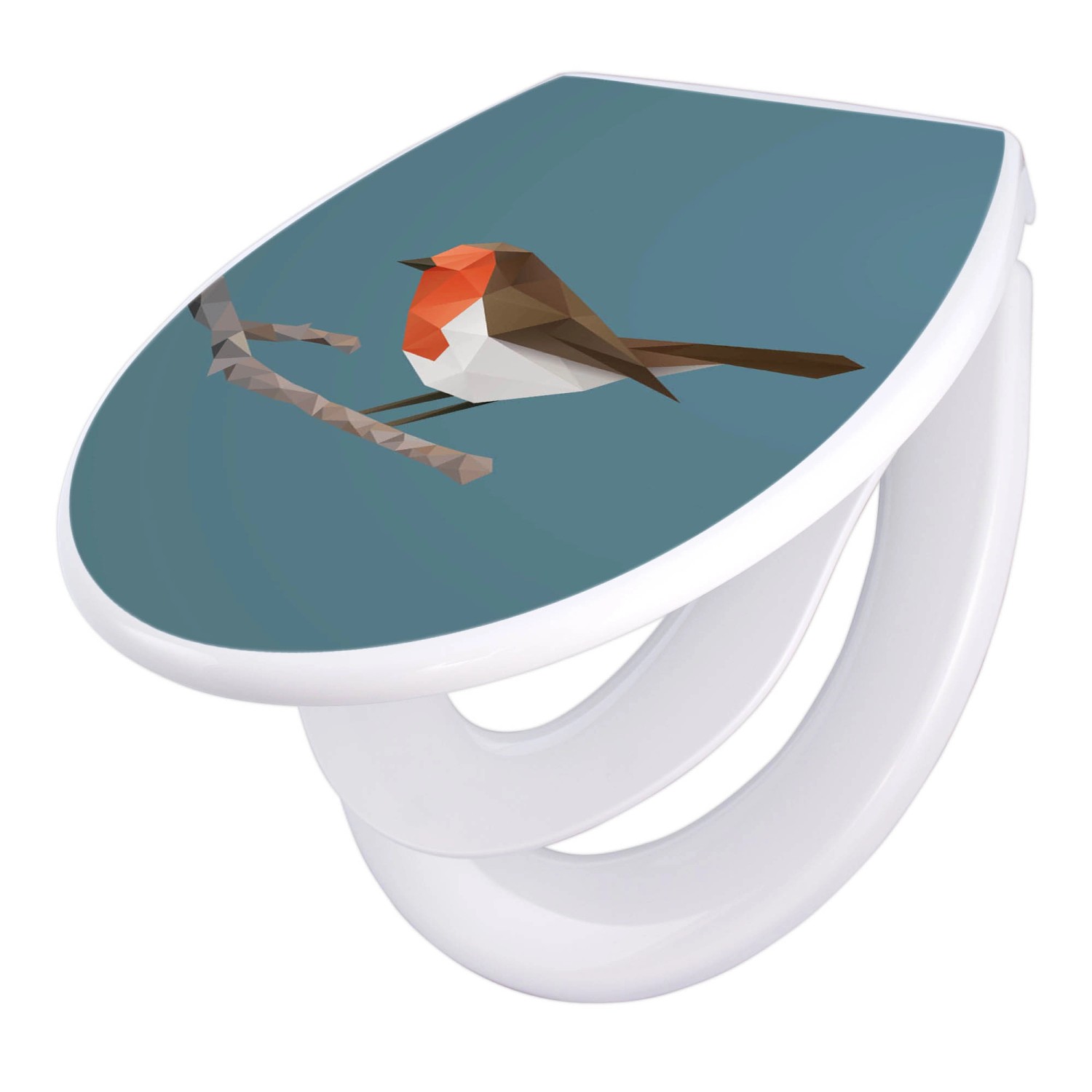 Banjado Familien WC Sitz Mit Absenkautomatik Universeller Klodeckel Mit Kindersitz Hochwertiges Polypropylen Mit Motiv Abstrakter Vogel