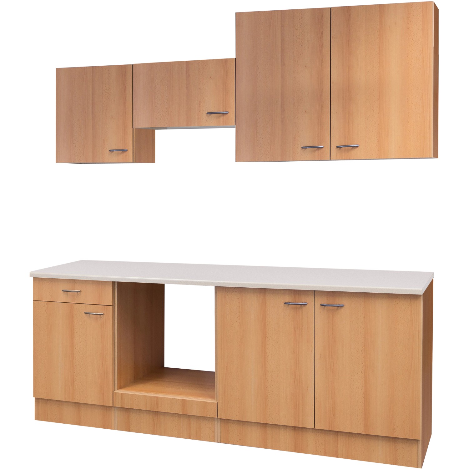 Flex-Well Küchenzeile 210 cm ohne E-Geräte Nano Buche