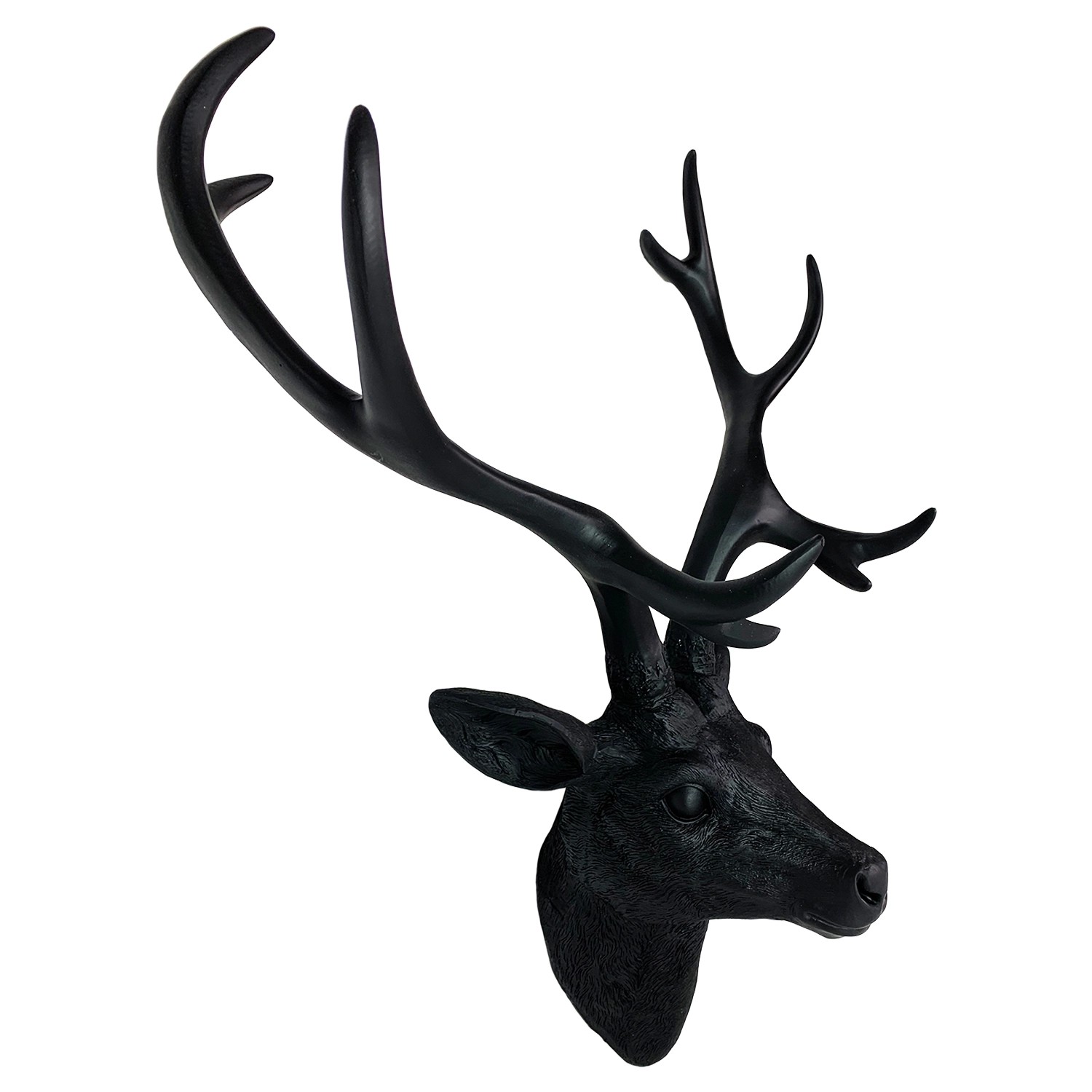 Mojawo XXL Hirschgeweih Hirschkopf Geweih 10 Ender Farbe Schwarz 48x32x61cm Skulptur