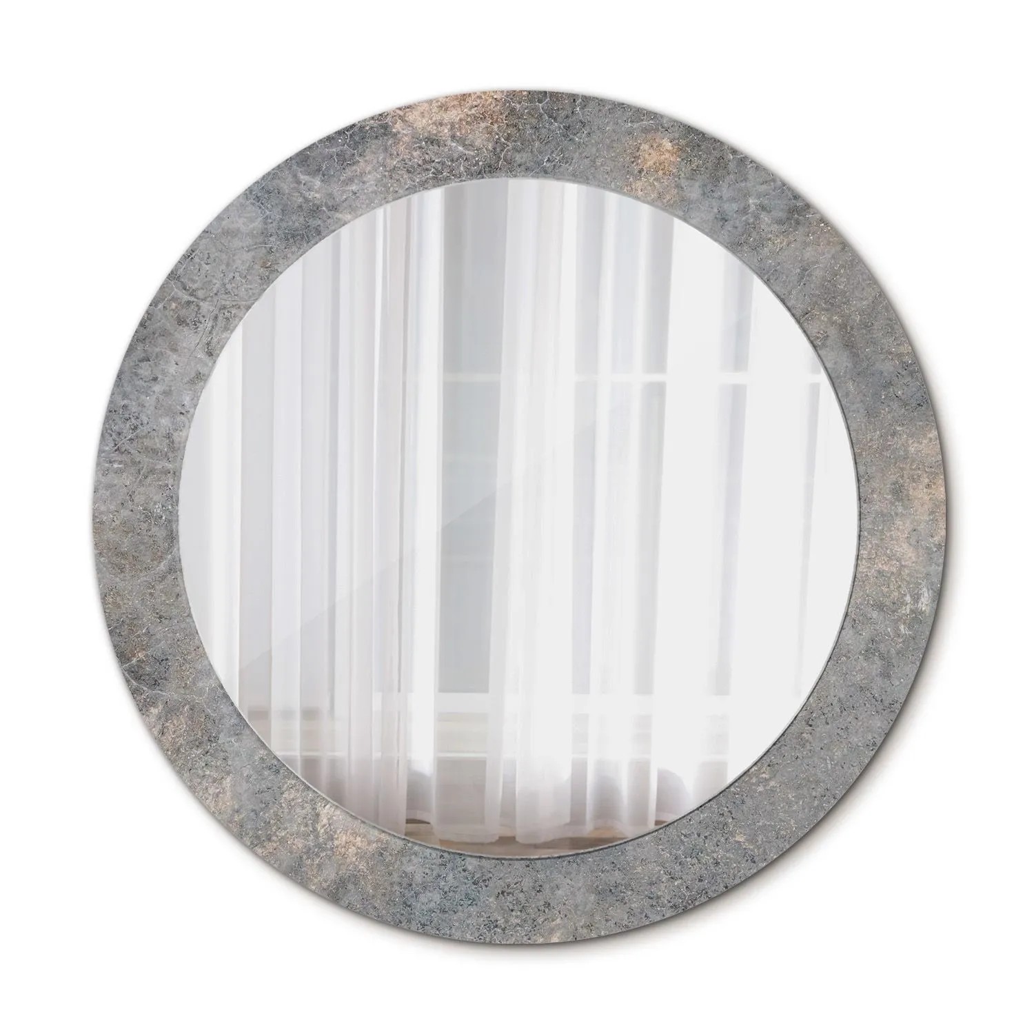 Tulup Bedruckter Spiegel Vintage Beton 70x70 cm Runder Spiegel Bedrucktem Rahmen Dekorative Spiegel Spiegel mit Ornamenten