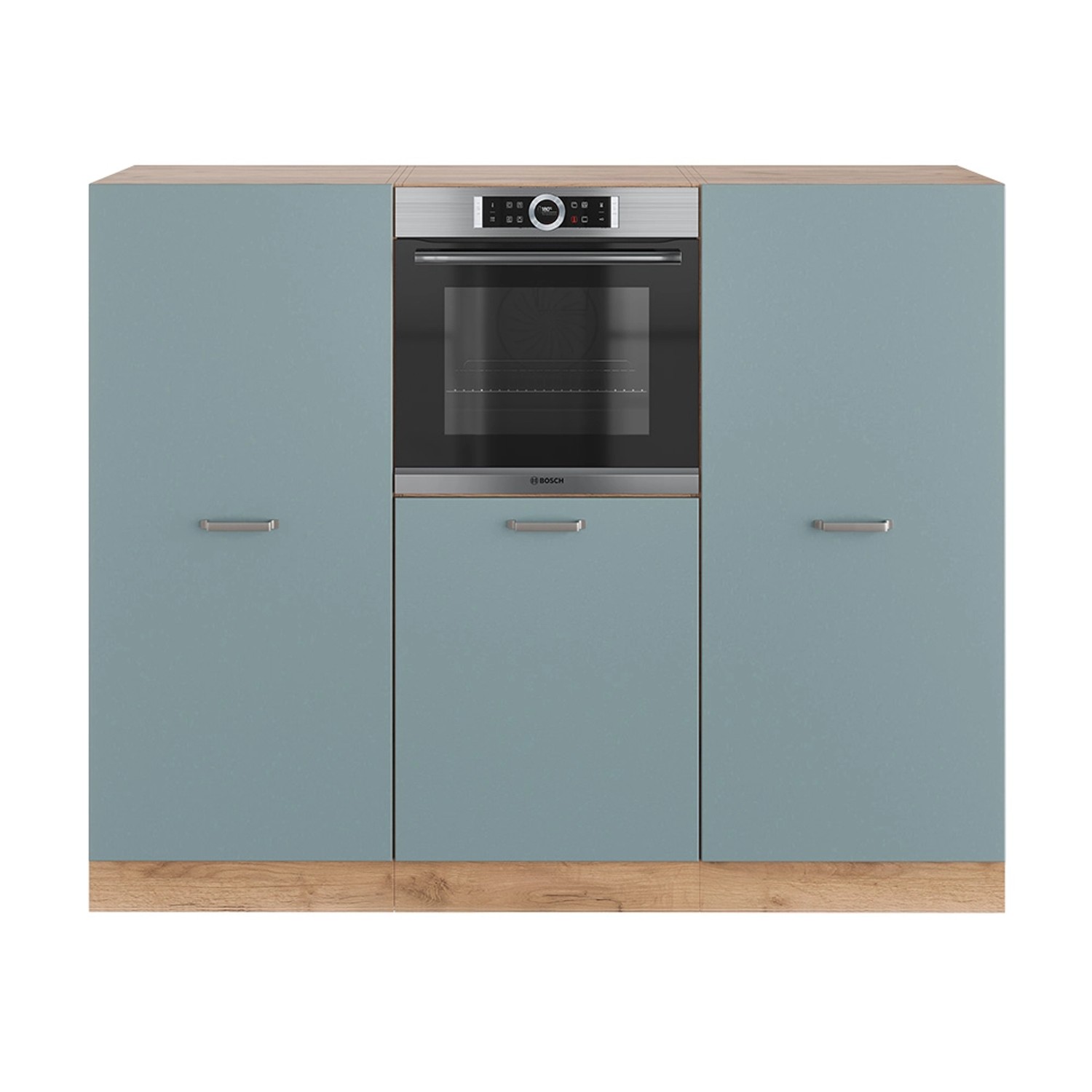 Vicco R-Line Einbauküche Blau-Grau/Goldkraft Eiche 180 cm ohne Arbeitsplatte