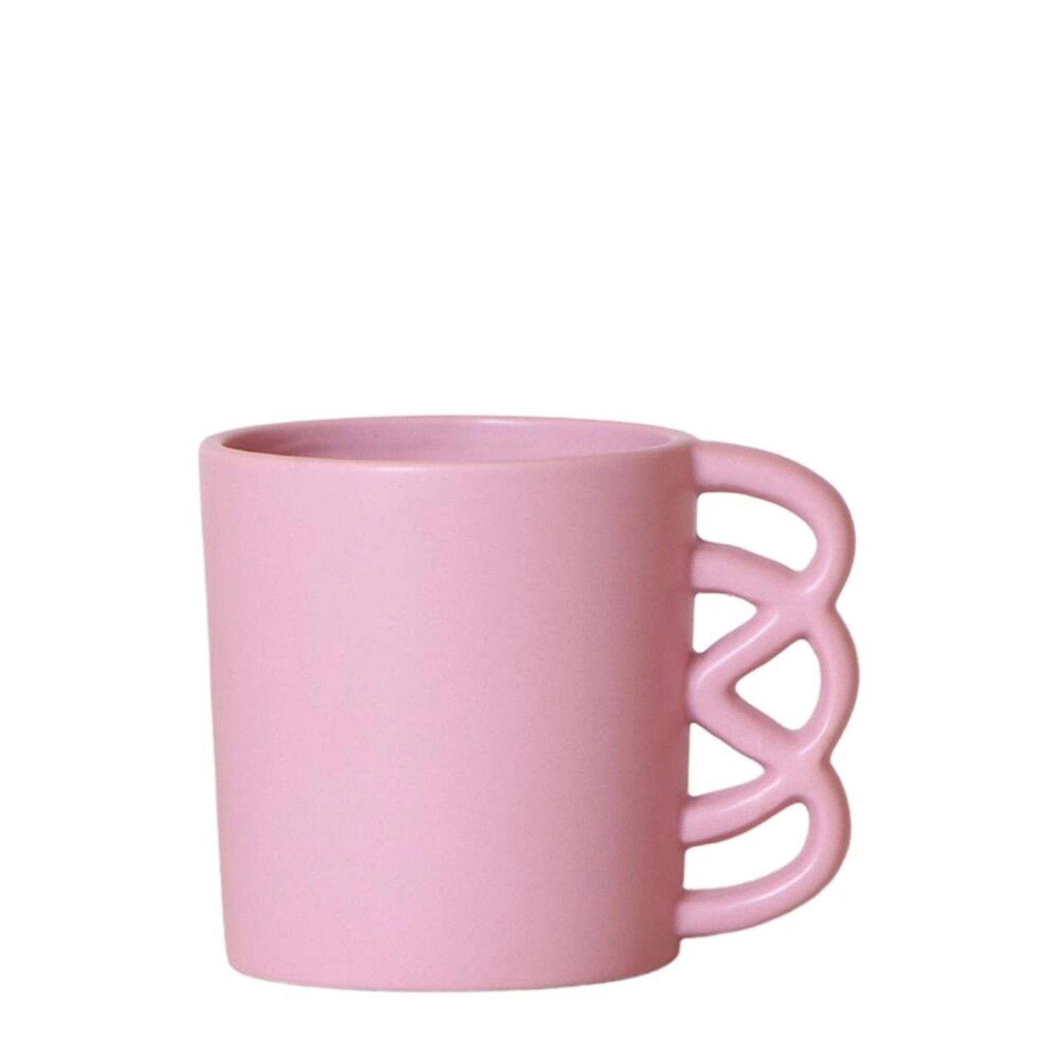 Exotenherz Übertopf Happy Mug Glücklicher Kaffebecher Fröhliche Keramik Passend für 9cm Töpfe pink