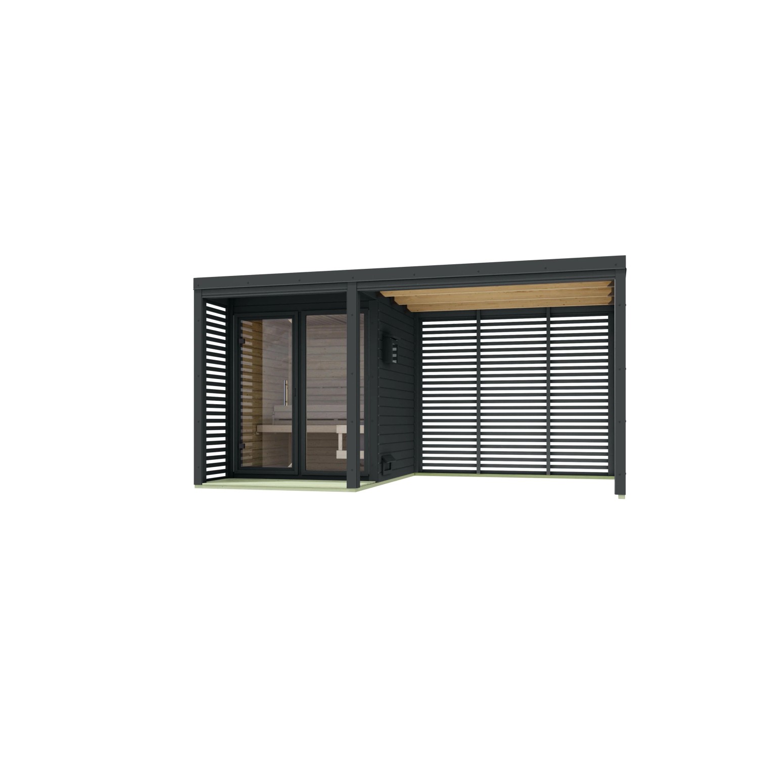 Chillroi Saunahaus Angelus M Inklusive Anbau und Saunaofen Integriert Steuerung