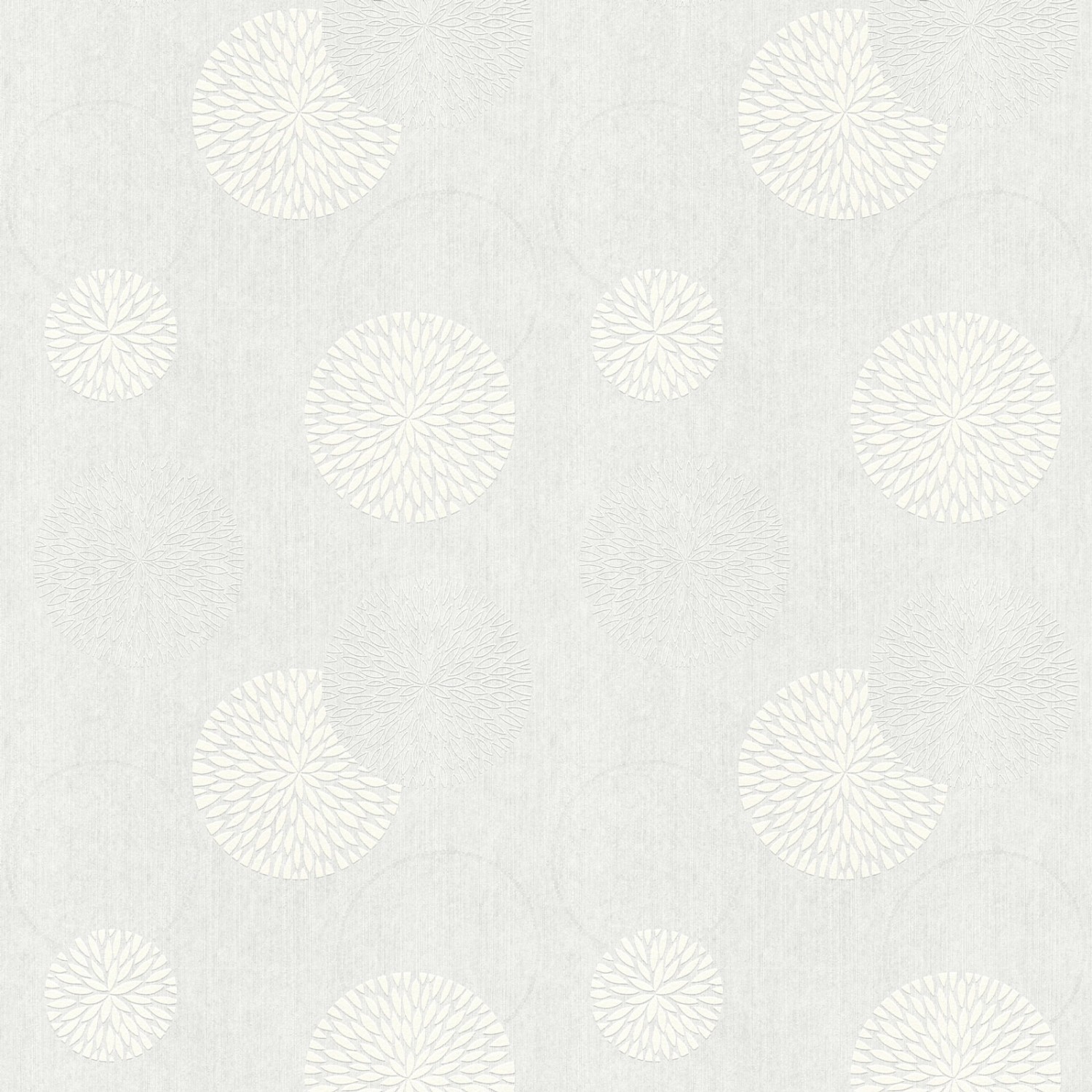 Bricoflor Kreis Tapete Floral überstreichbare Vliestapete mit Blüten Modern für Esszimmer und Wohnzimmer Vlies Mustertapete mit Blumenmuster in Weiß