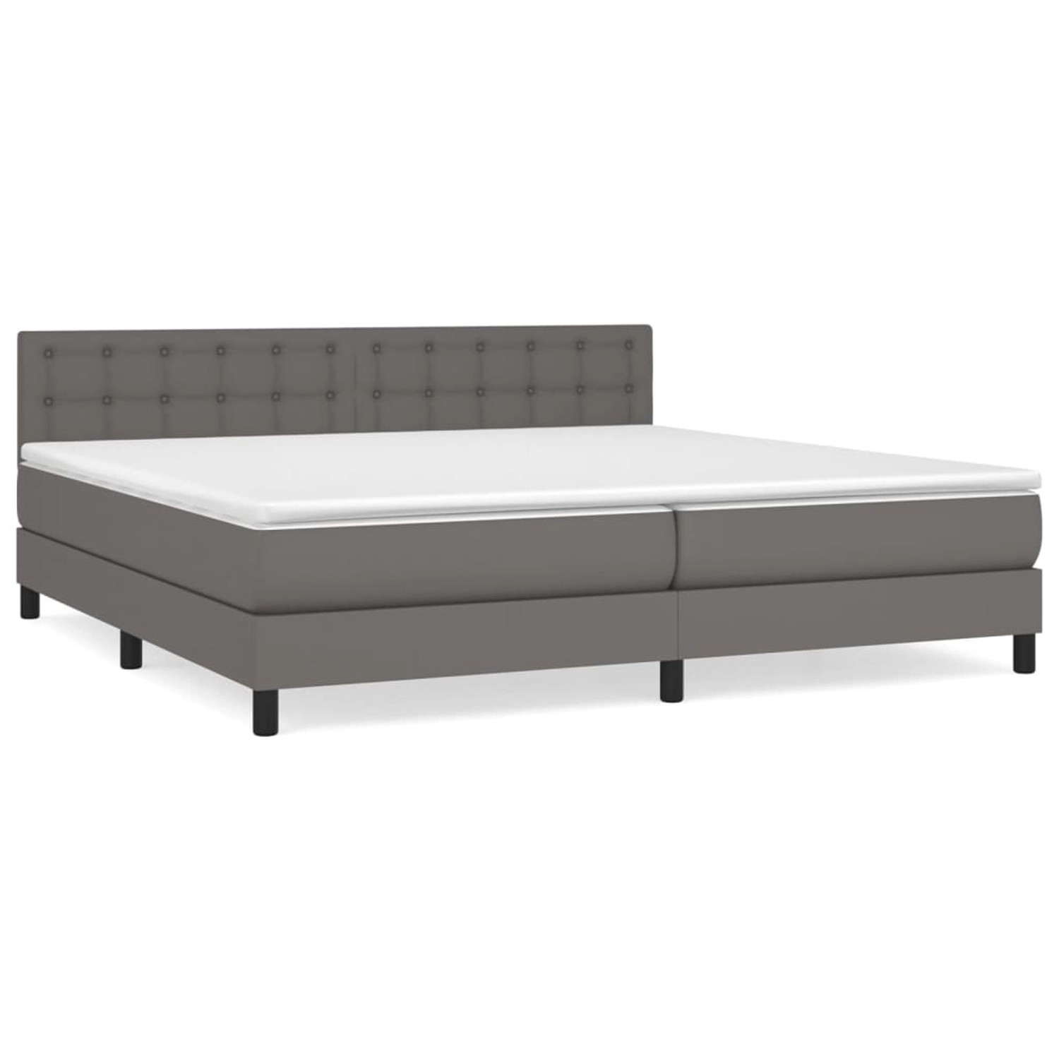 vidaXL Boxspringbett mit Matratze Grau 200x200 cm Kunstleder1395989