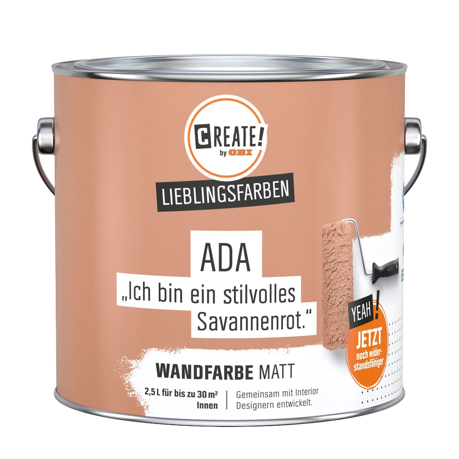 CREATE! by OBI Wandfarbe Lieblingsfarbe Ada Savannenrot Matt 2,5 l