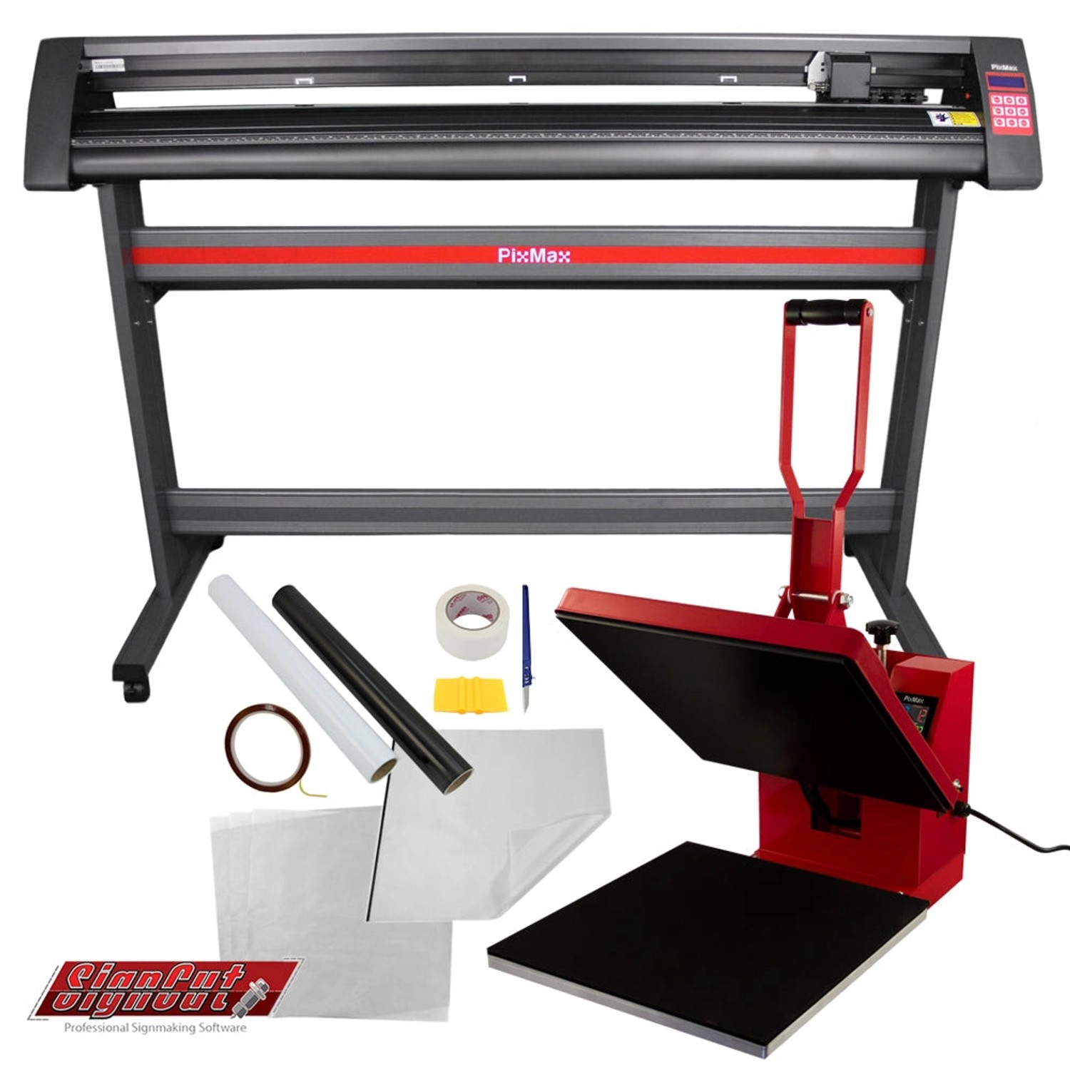 Monstershop Transferpresse 38 x 38cm & 1350mm Vinyl-Schneideplotter im Set