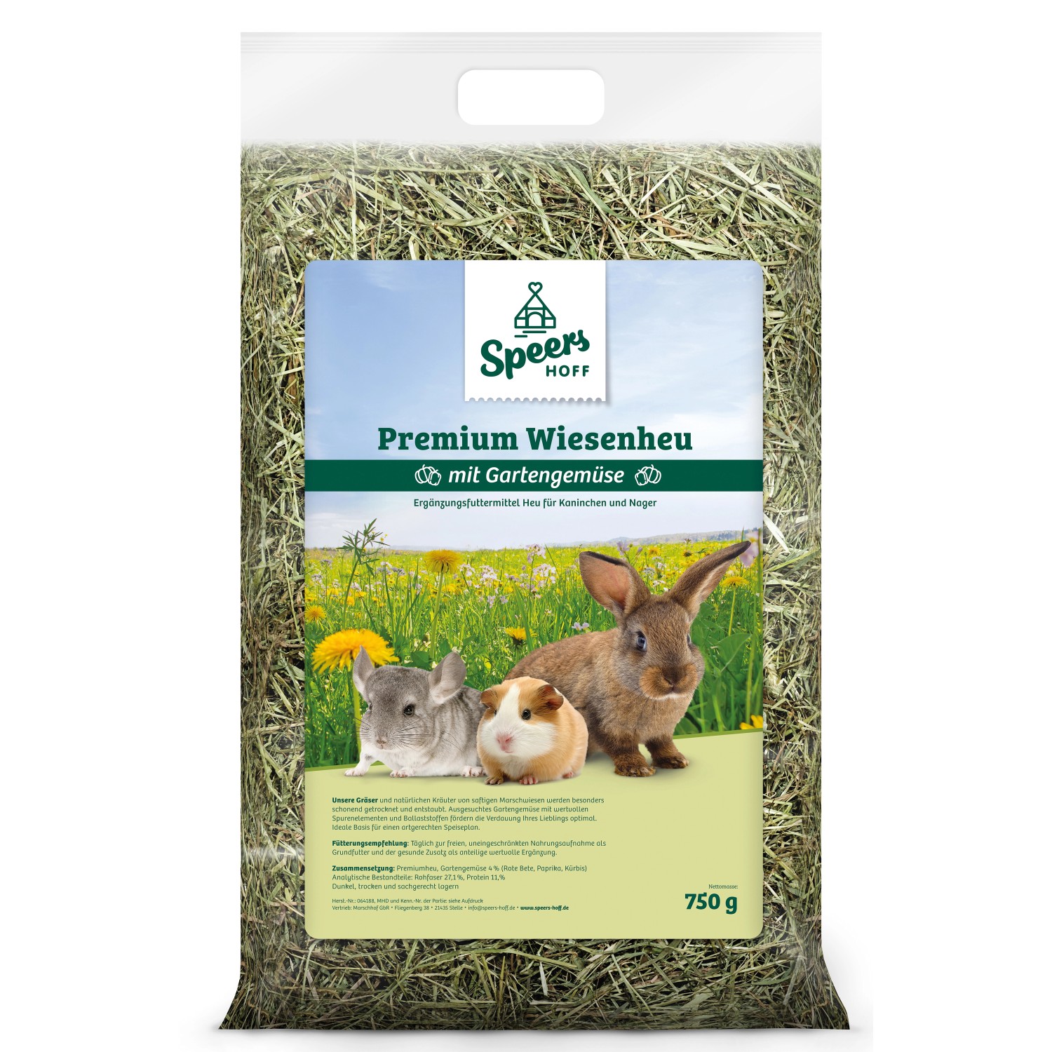 Speers Nager-Ergänzungsfutter Marschhof Premiumheu mit Gartengemüse 750 g
