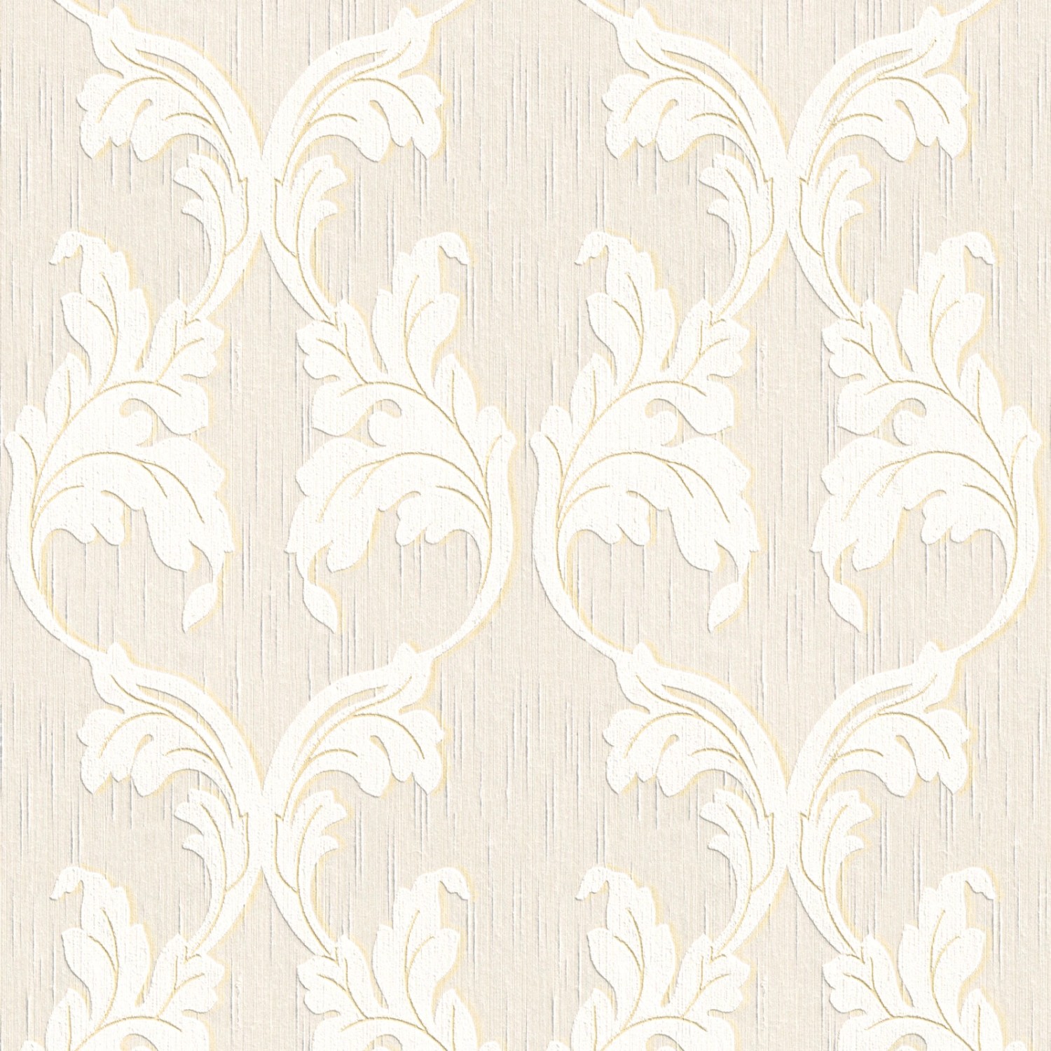 Bricoflor Elegante Tapete mit Ranken Blätter Vliestapete in Creme Weiß für Schlafzimmer und Esszimmer Helle Vlies Textiltapete mit Blatt Ornament