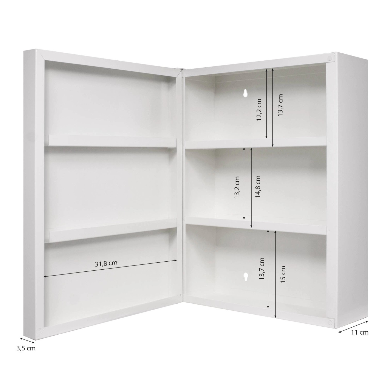 Banjado XXL Medizinschrank Abschliessbar 35x46x15cm Arzneischrank Weiß Aus Metall Front Mit Motiv Beige