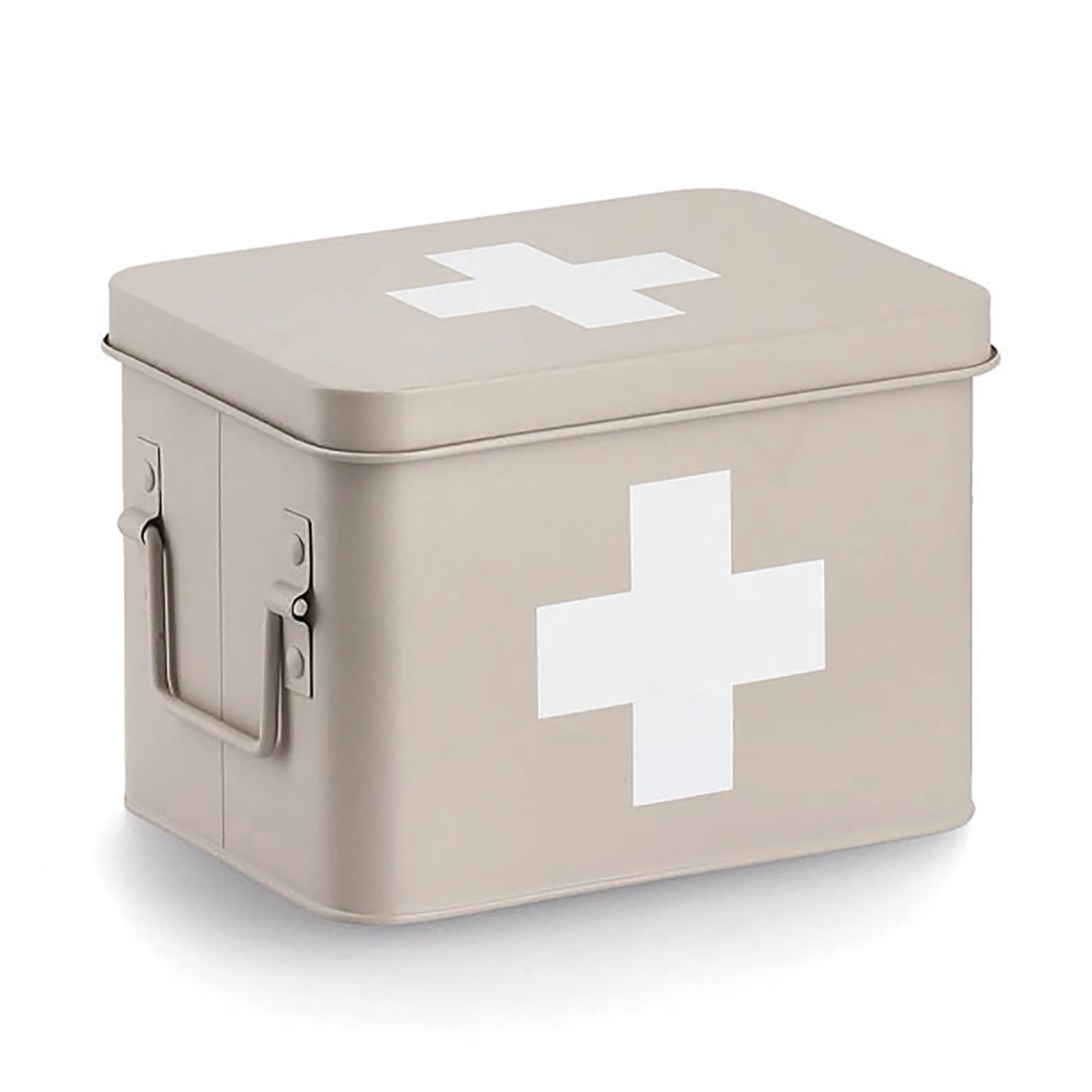Zeller Medizinbox Metall 15,5 cm x 16,5 cm x 22,5 cm Beige