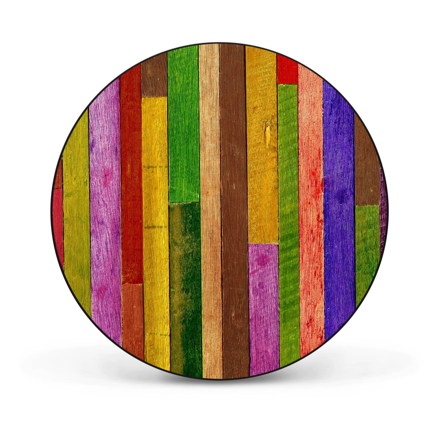 Banjado Magnettafel Rund Größe 47cm Magnetwand Schwarz Aus Metall Magnetpinnwand Pinnwand Motiv Holz Collage Bunt