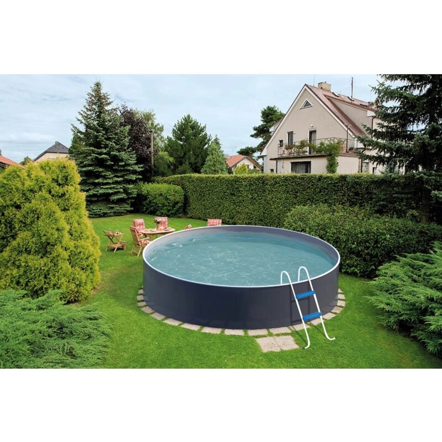 Poolomio Aufstellpool Stahlwand Rund 4,6 x 1,2m Graphite