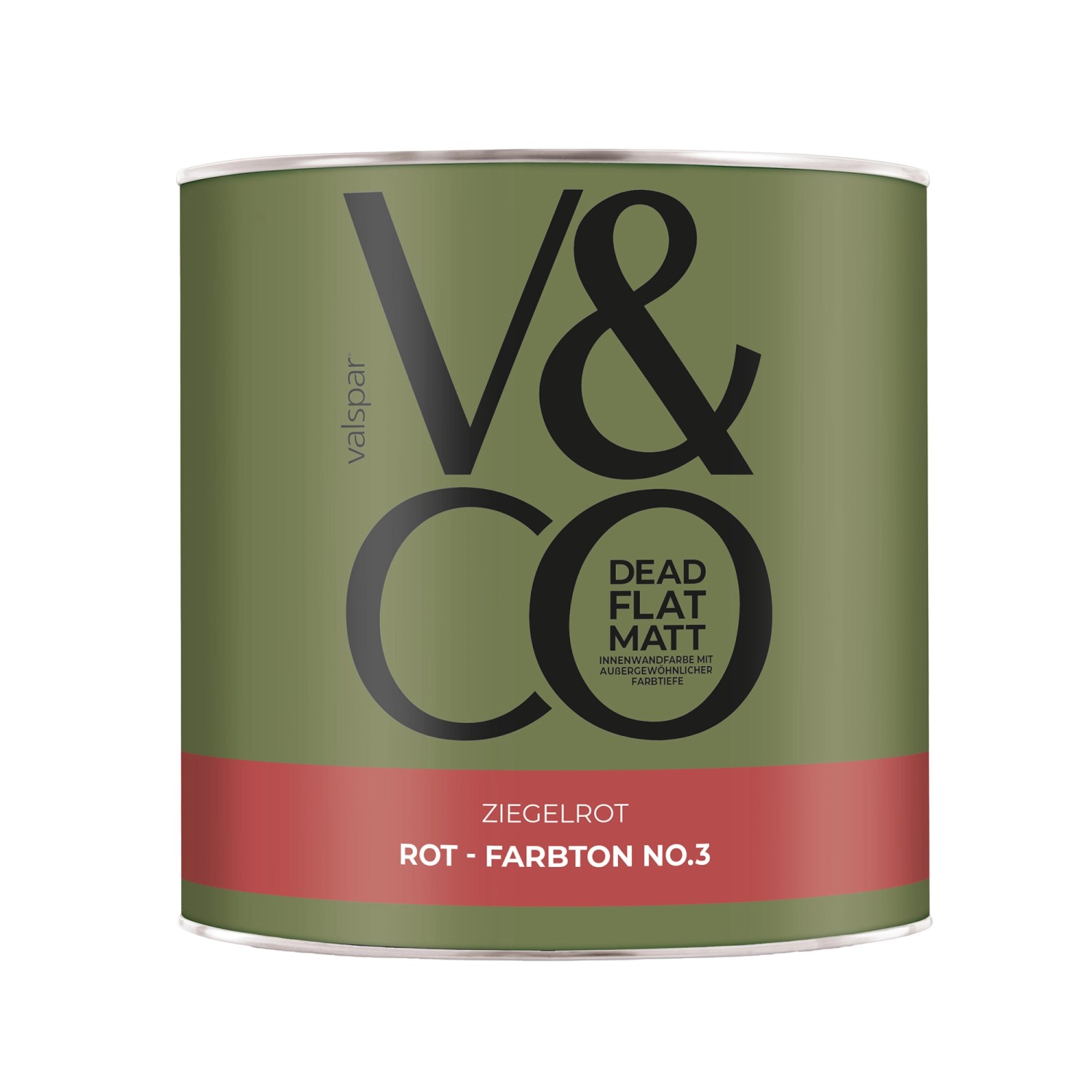 V&CO Premium-Innenfarbe Dead Flat Matt Rot Farbton 3 Ziegelrot 2,5 l