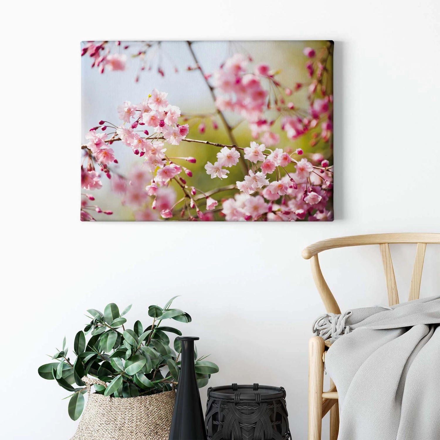 Bricoflor Japanische Kirschblüte Wandbild Blumen Leinwand Bild In Pink Rosa Schlafzimmer Leinwandbild Mit Blüten Im Frühling Auf Keilrahmen