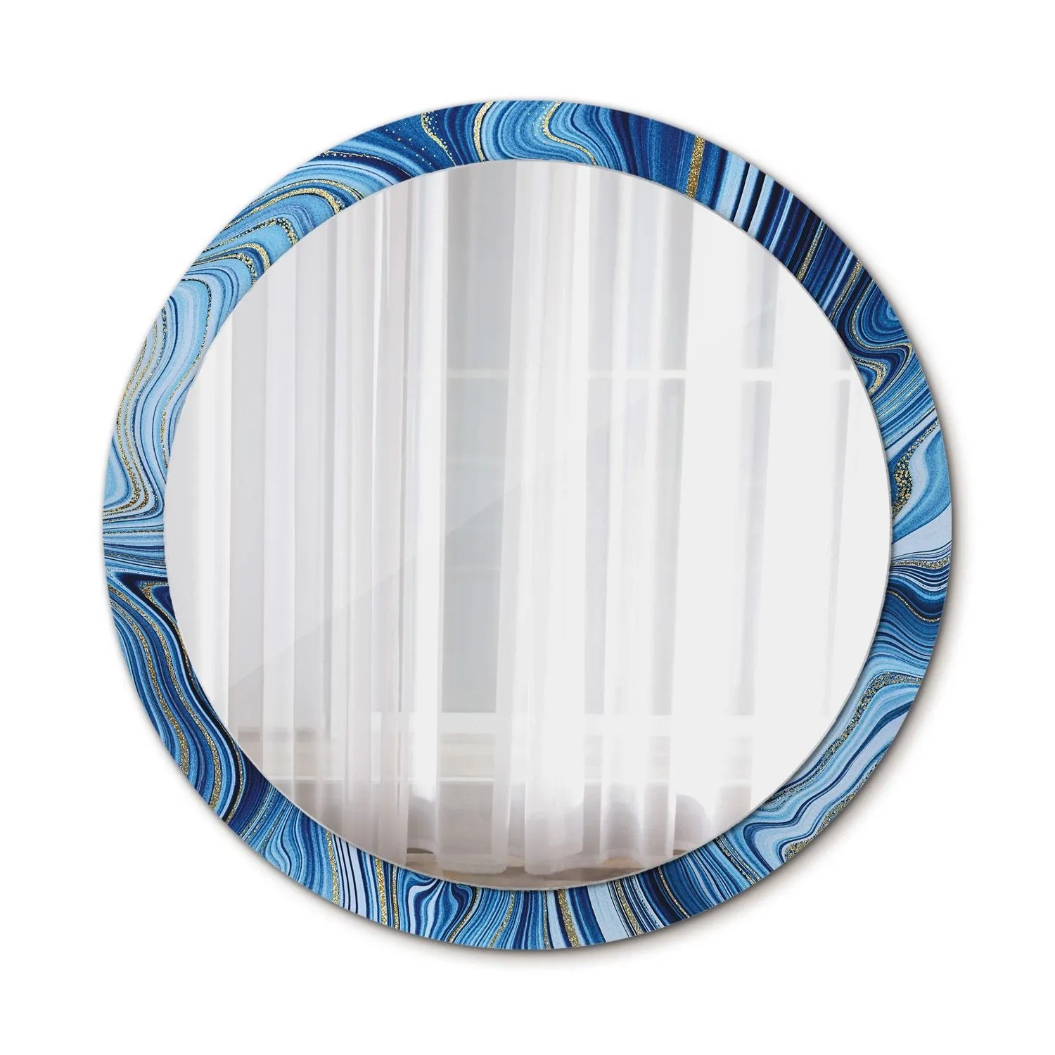 Tulup Spiegel mit Motivdruck Marmorfluss 100x100 cm Runder Spiegel Aufdruck Spiegel Ornament Spiegel Ornamente