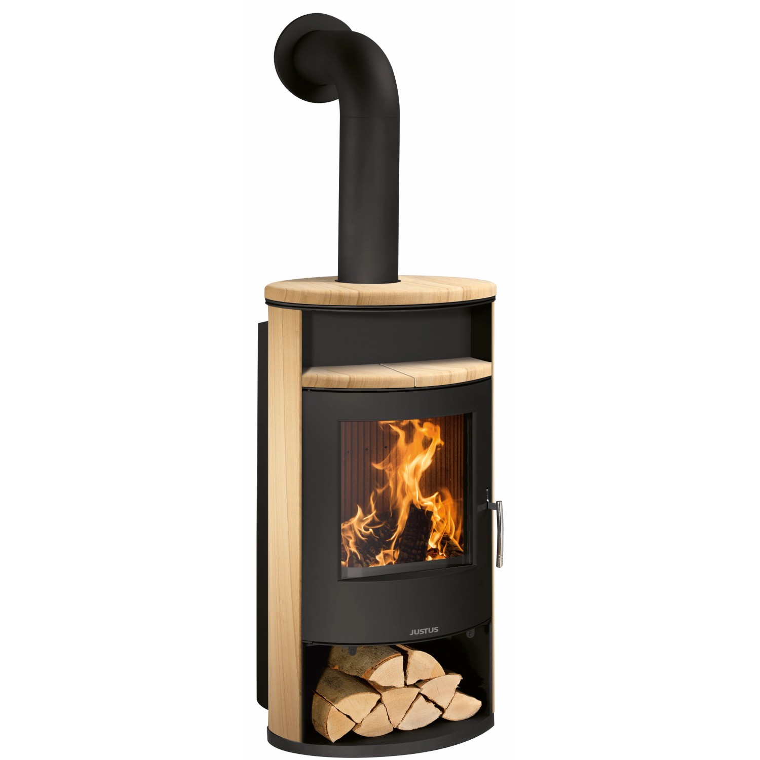 Justus Kaminofen Island Aqua Schwarz 10 kW Sandsteinverkleidung EEK: A+