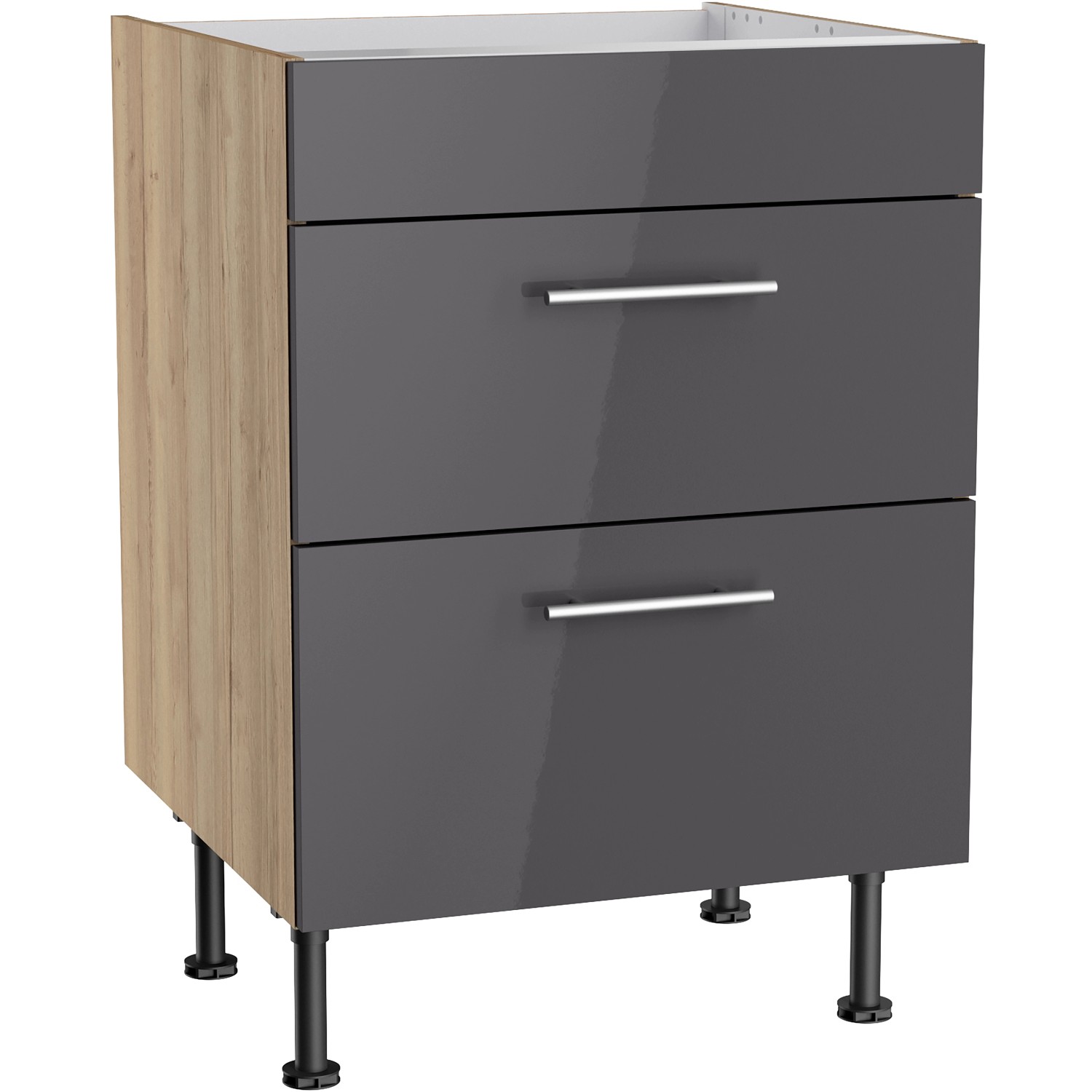 Optifit Unterschrank für Kochfeld Jonte984 60 cm Anthrazit-Wildeiche