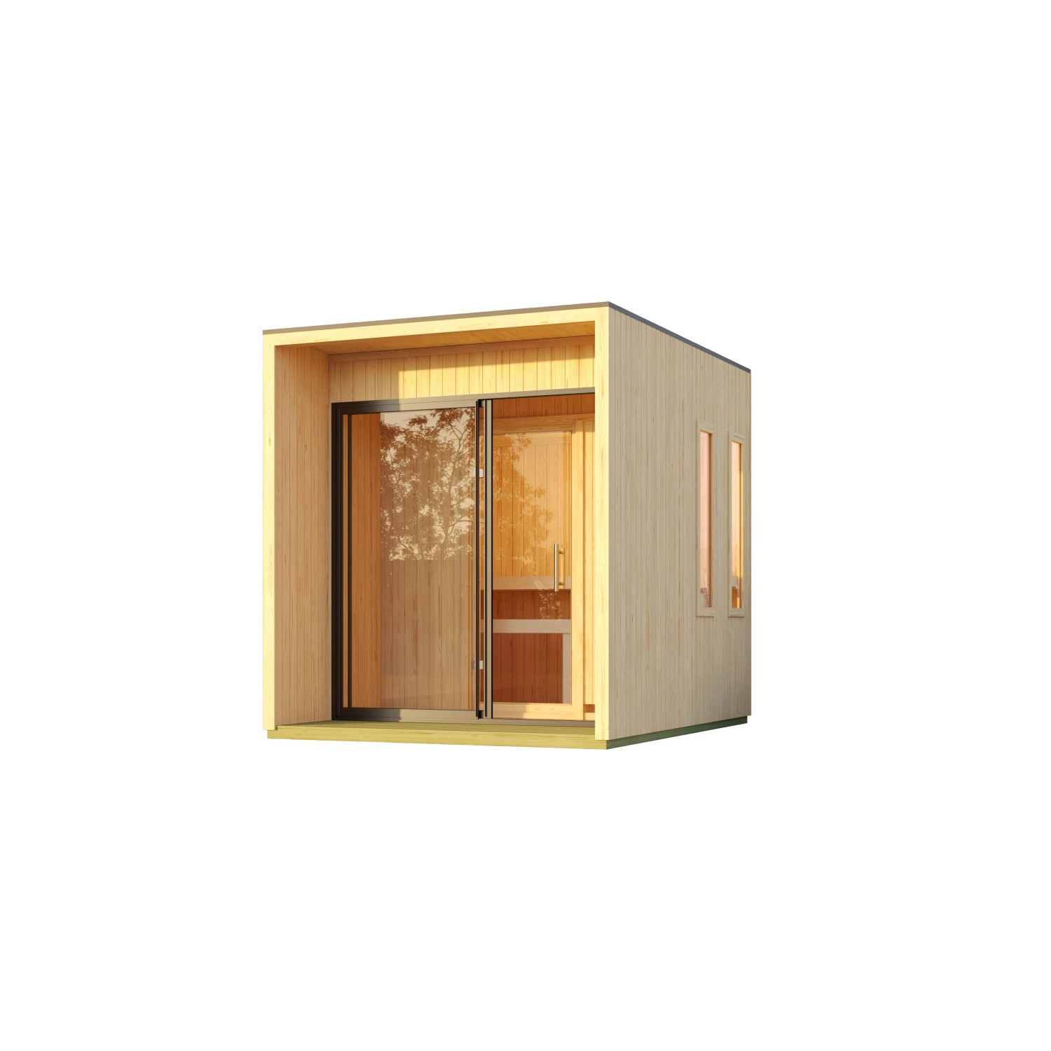 Chillroi 73mm Saunahaus Isidora Inklusive Saunaofen mit Eingebauter Steuerung 9kW Naturbelassen