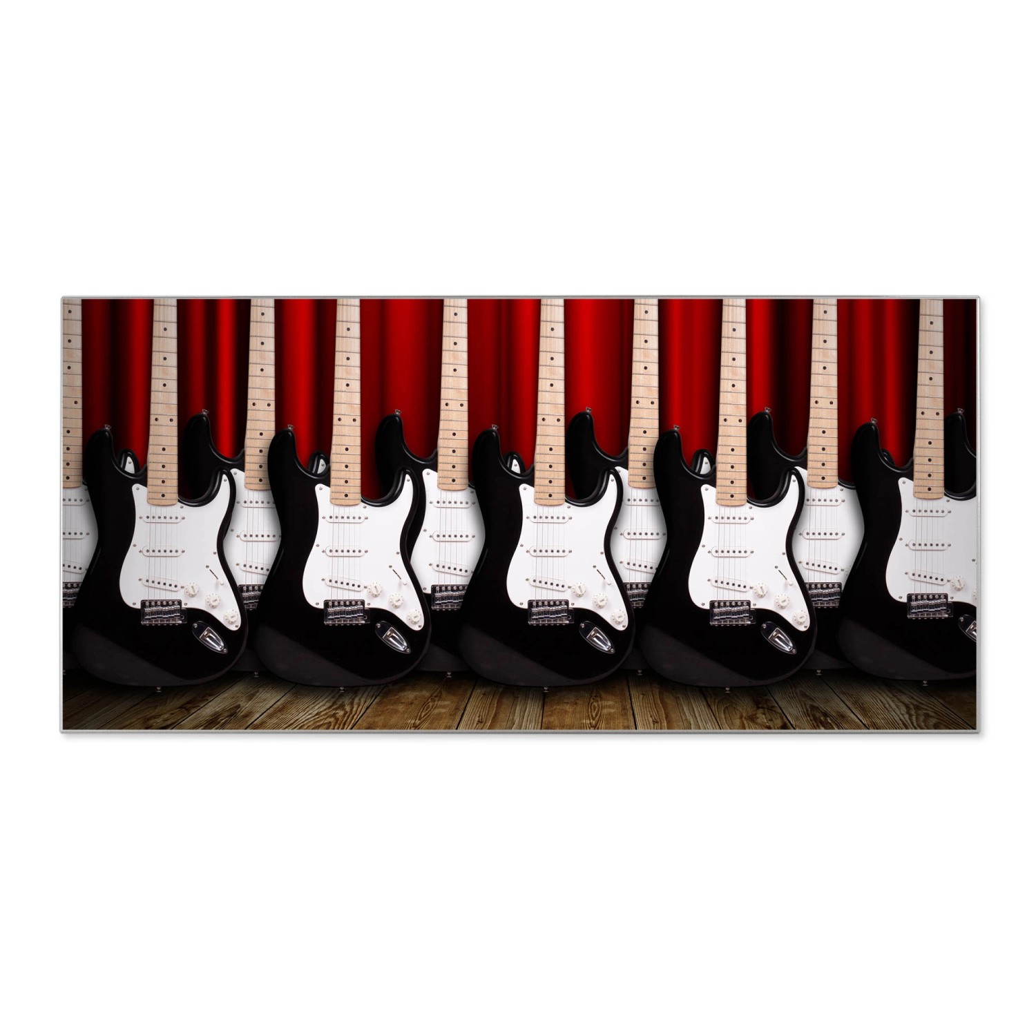 Banjado Magnettafel 78x37cm Magnetwand Silber Aus Metall Magnetpinnwand Pinnwand Inkl. 4 Magnete Motiv E-Gitarren