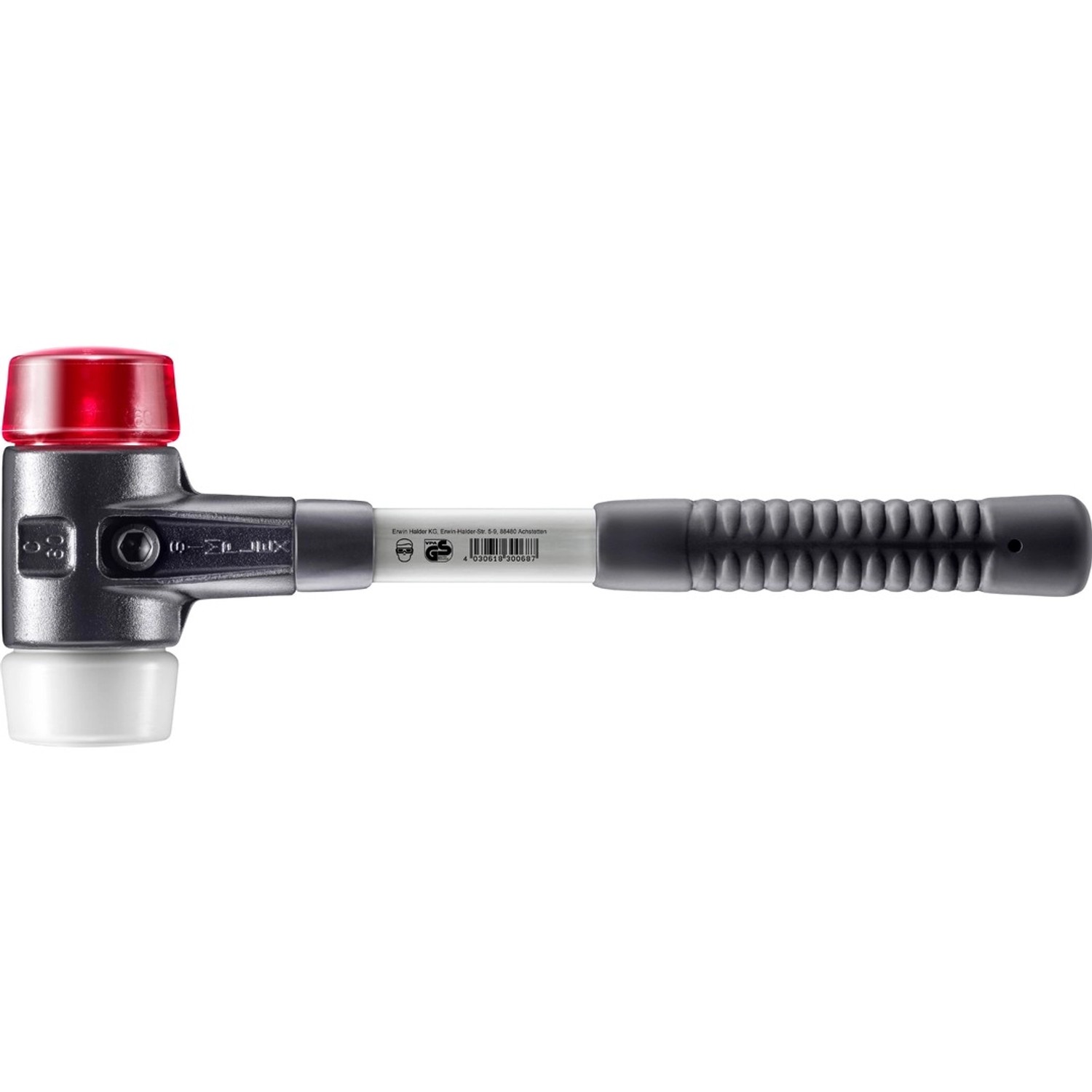 Halder Simplex Schonhammer Ø 60 mm Plastik Rot Superplastik mit Verstärktem Tempergussgehäuse und FiberglasStiel