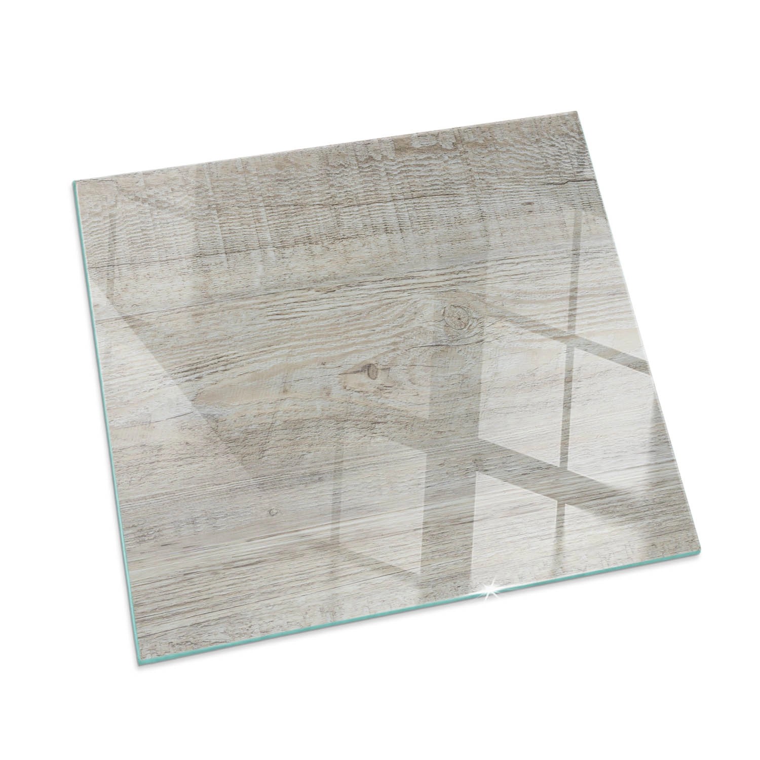 Tulup Glasplatte für Kamin Helle Holzstruktur Glasplatte unter Kamin Quadrat 50x50 cm Beige Glasplatte für Kamin Funkenschutzplatte aus Glas