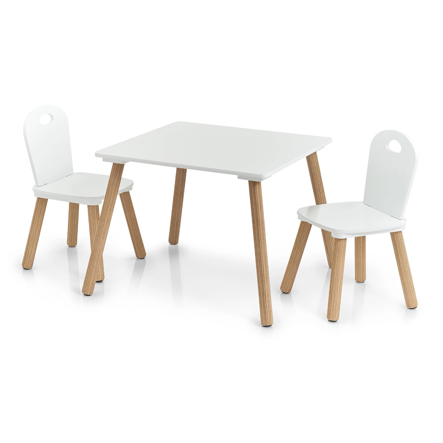 Zeller Kinder-Sitzgarnitur-Set Scandi MDF/Kiefer 55 x 55 x 43,5 cm 3-teilig Weiß