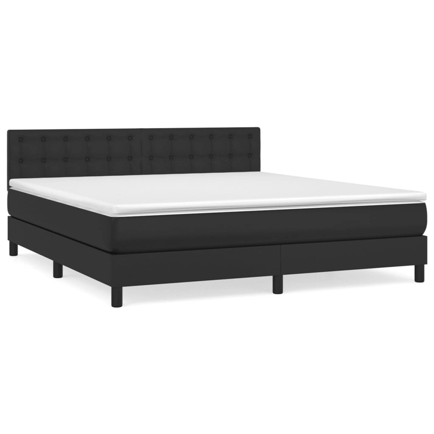 vidaXL Boxspringbett mit Matratze Schwarz 180x200 cm Kunstleder1389830