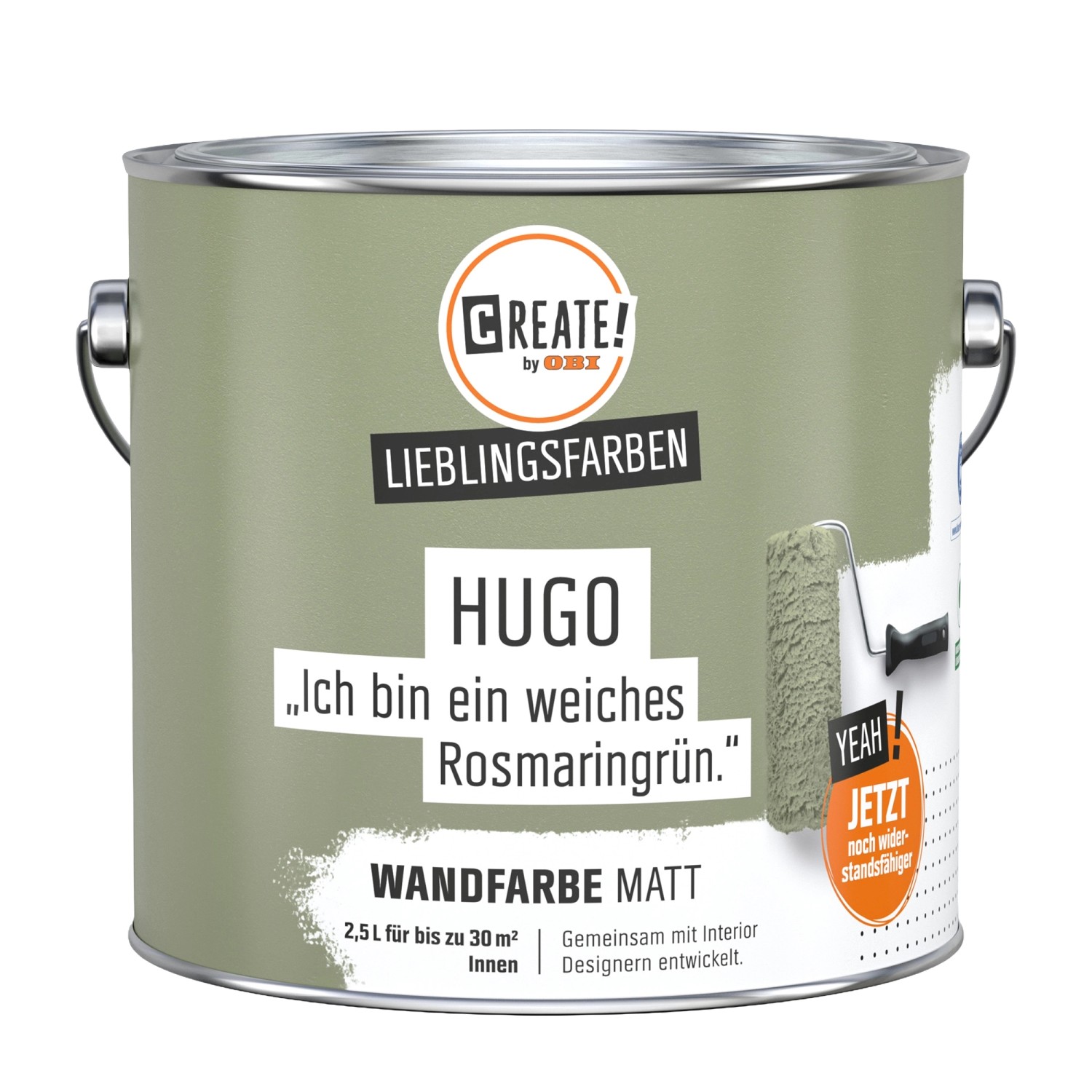 CREATE! by OBI Wandfarbe Lieblingsfarbe Hugo Rosmaringrün Matt 2,5 l