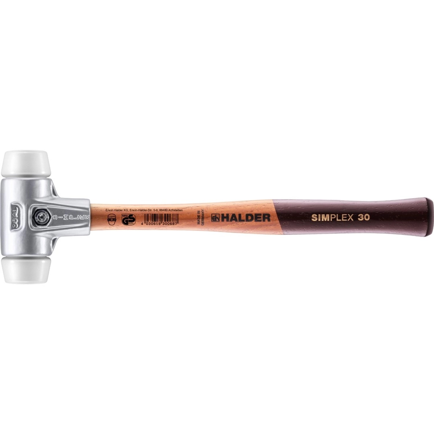 Halder Simplex Schonhammer Ø 30 mm Superplastik mit Aluminiumgehäuse