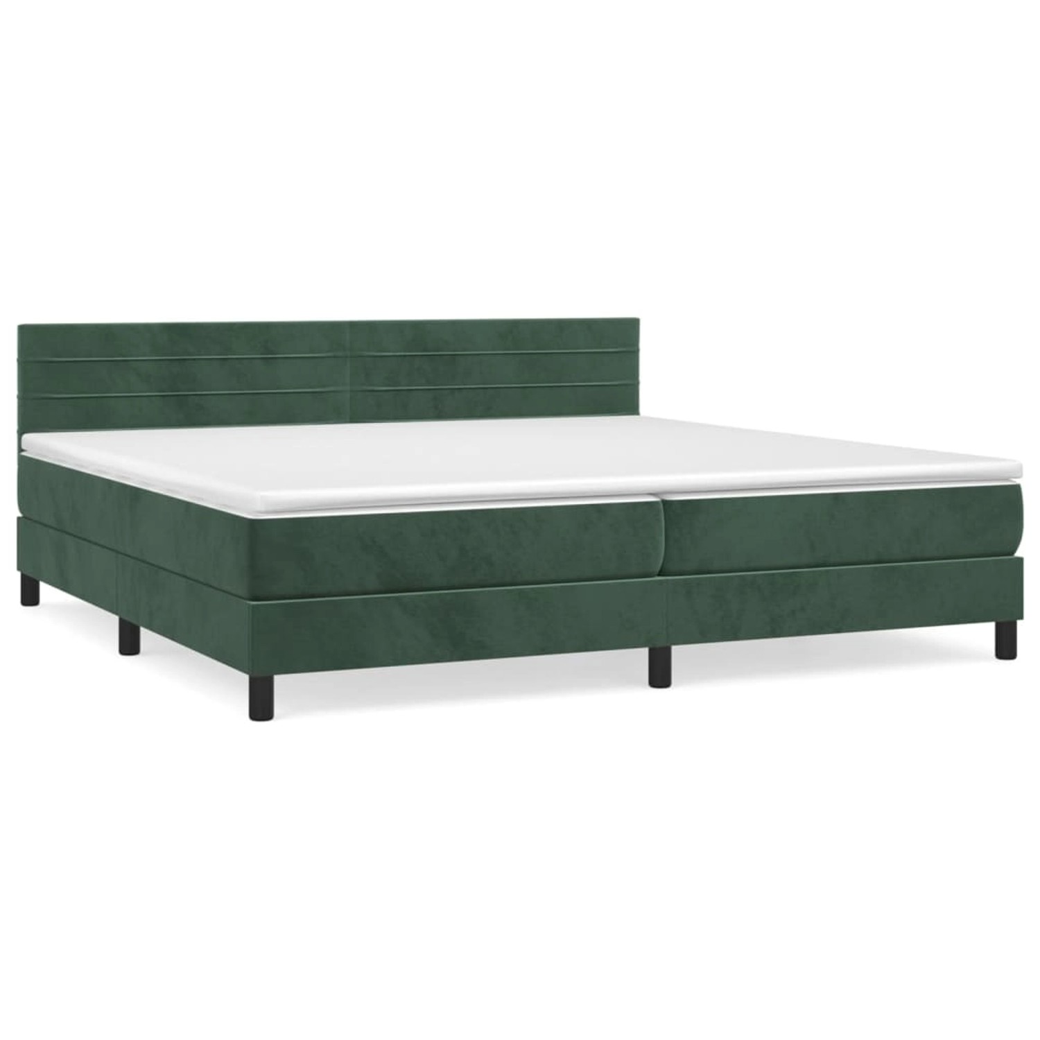 vidaXL Boxspringbett mit Matratze Dunkelgrün 200x200 cm Samt1389980