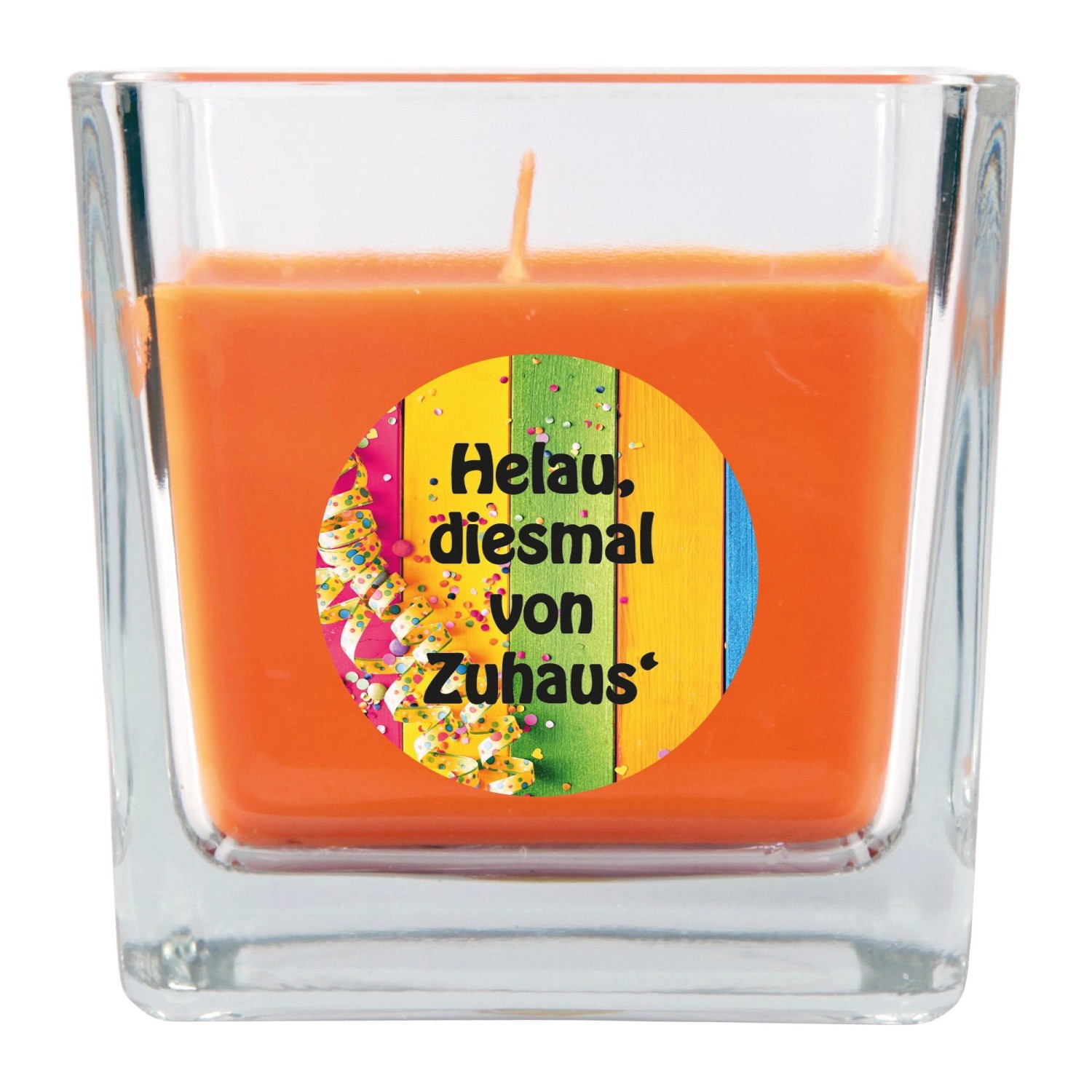 HS Candle Duftkerze & Glas Karneval Orange Viereck 50h