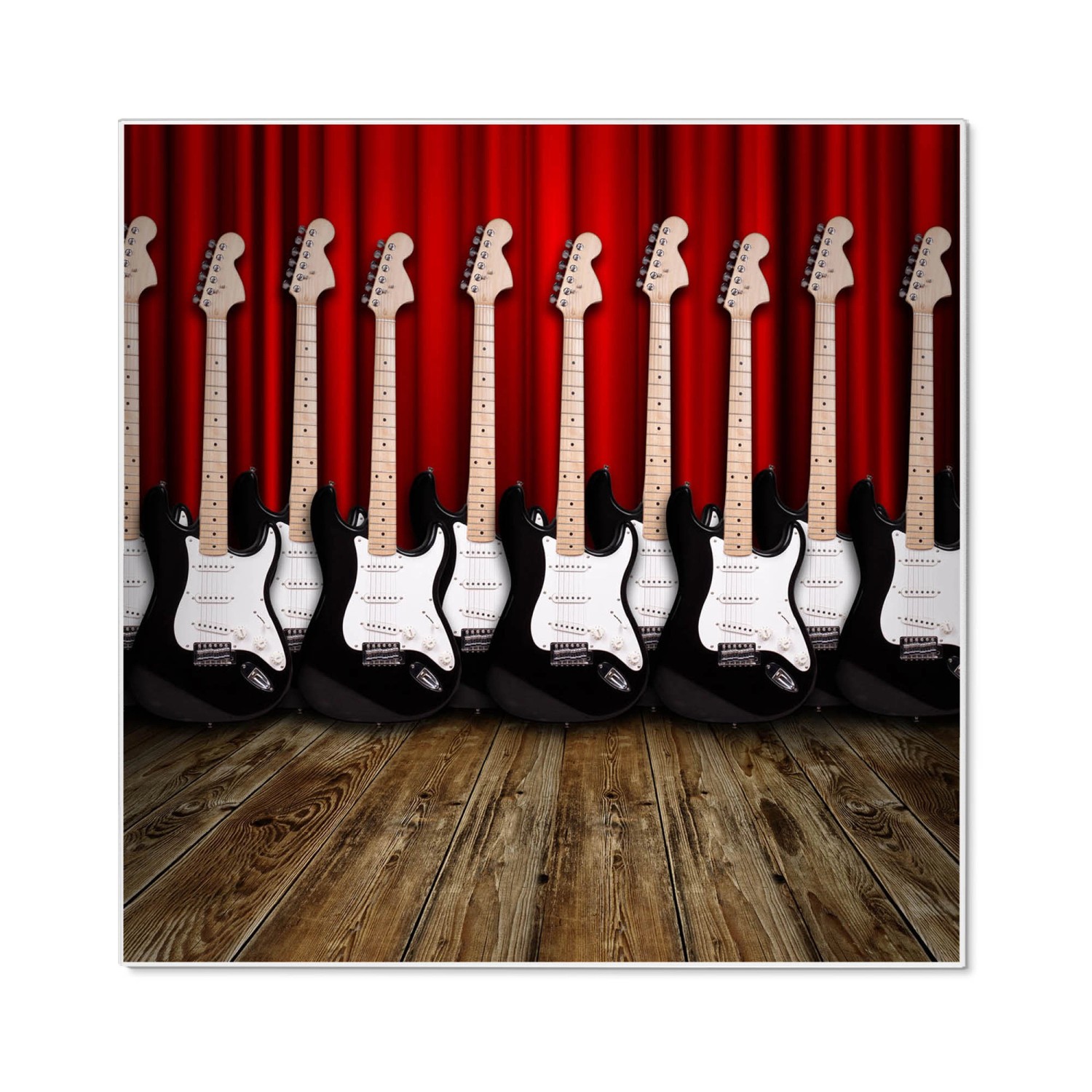 Banjado Magnettafel 50x50cm Magnetwand Weiß Aus Metall Magnetpinnwand Pinnwand Inkl. 4 Magnete Motiv E-Gitarren