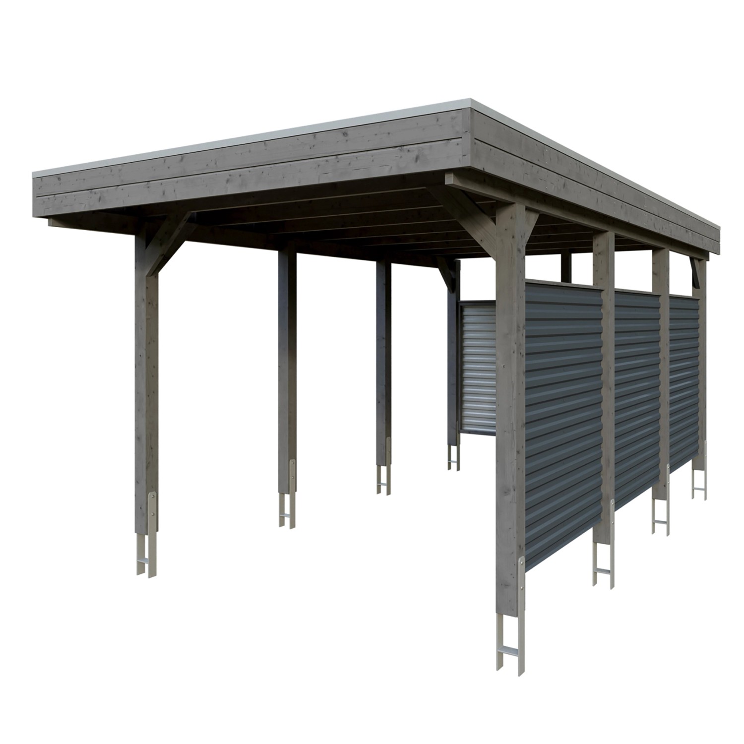 Skan Holz Carport Friesland Hybrid 314 cm x 555 cm Schiefergrau