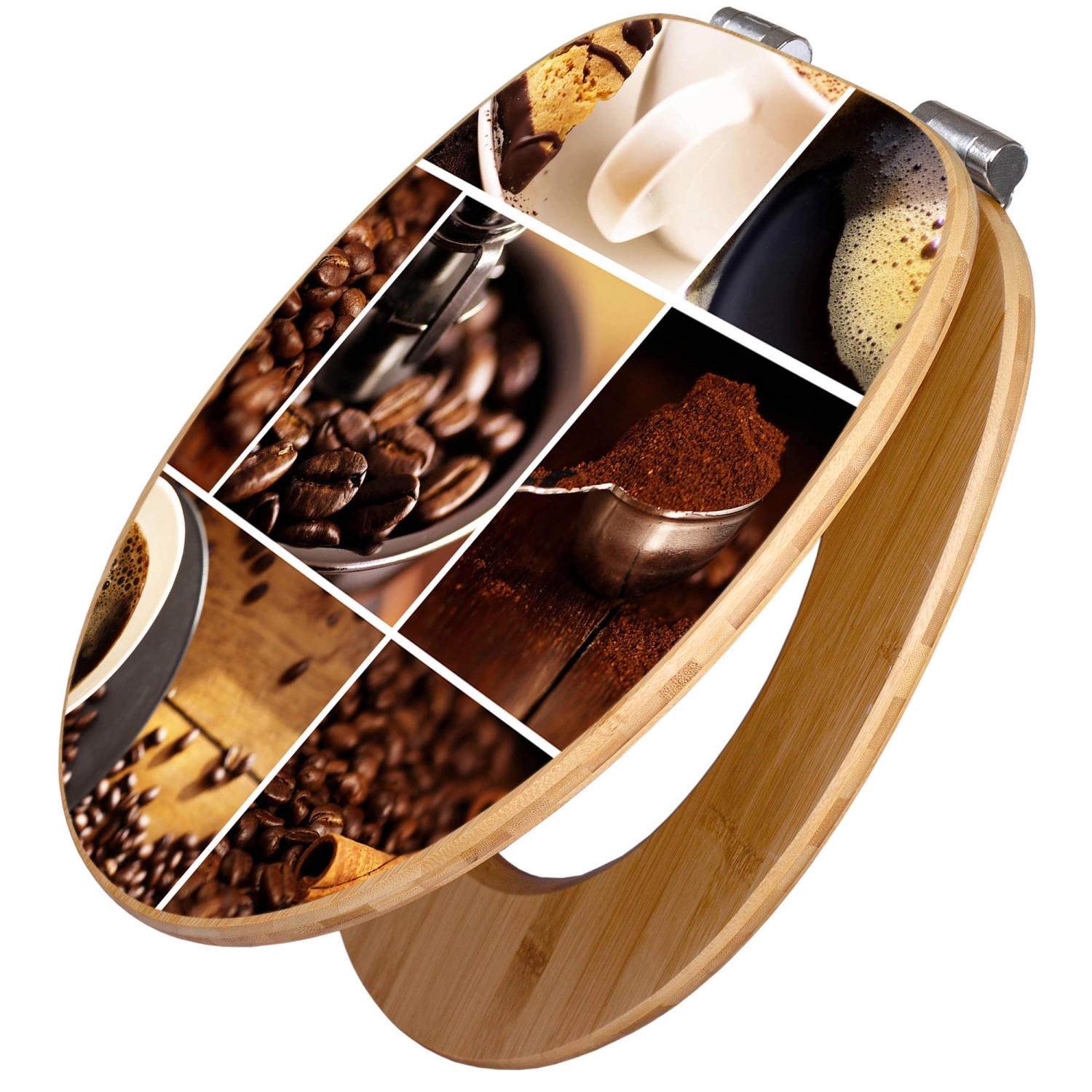 Banjado Design WC Sitz Bambus Holz Toilettendeckel Mit Absenkautomatik Klodeckel WC-Sitz Soft Close Mit Motiv Kaffee&Schokolade