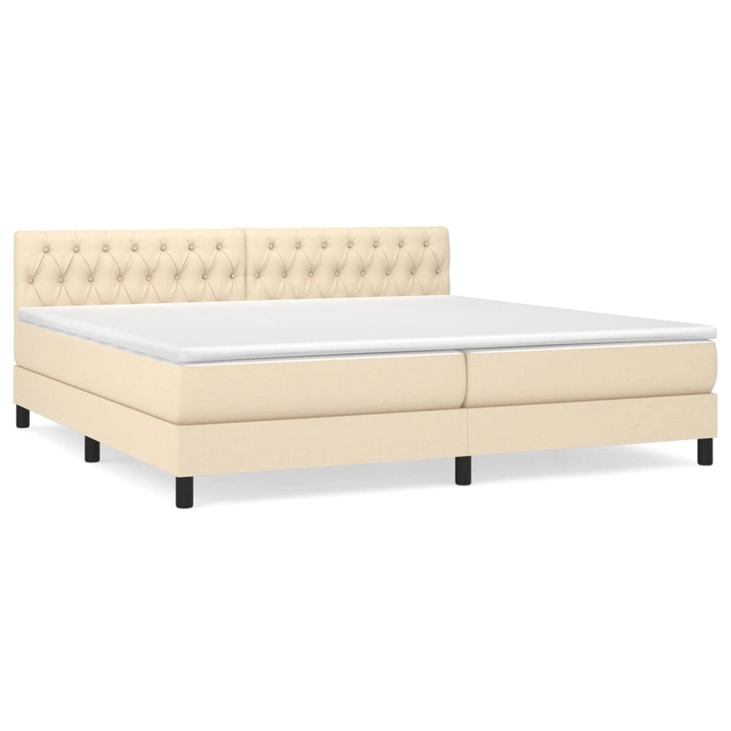 vidaXL Boxspringbett mit Matratze Creme 200x200 cm Stoff1389584