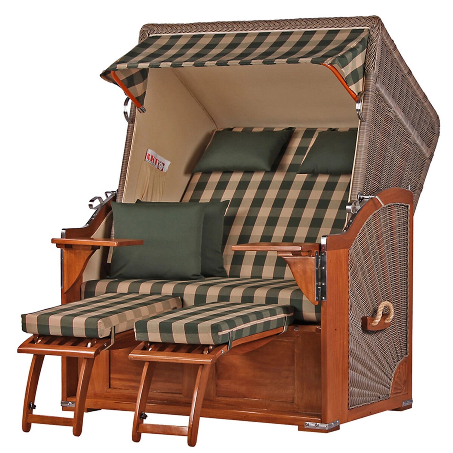 bene living Strandkorb Komplettset Schaalsee Mahagoni PE grau Modell 506