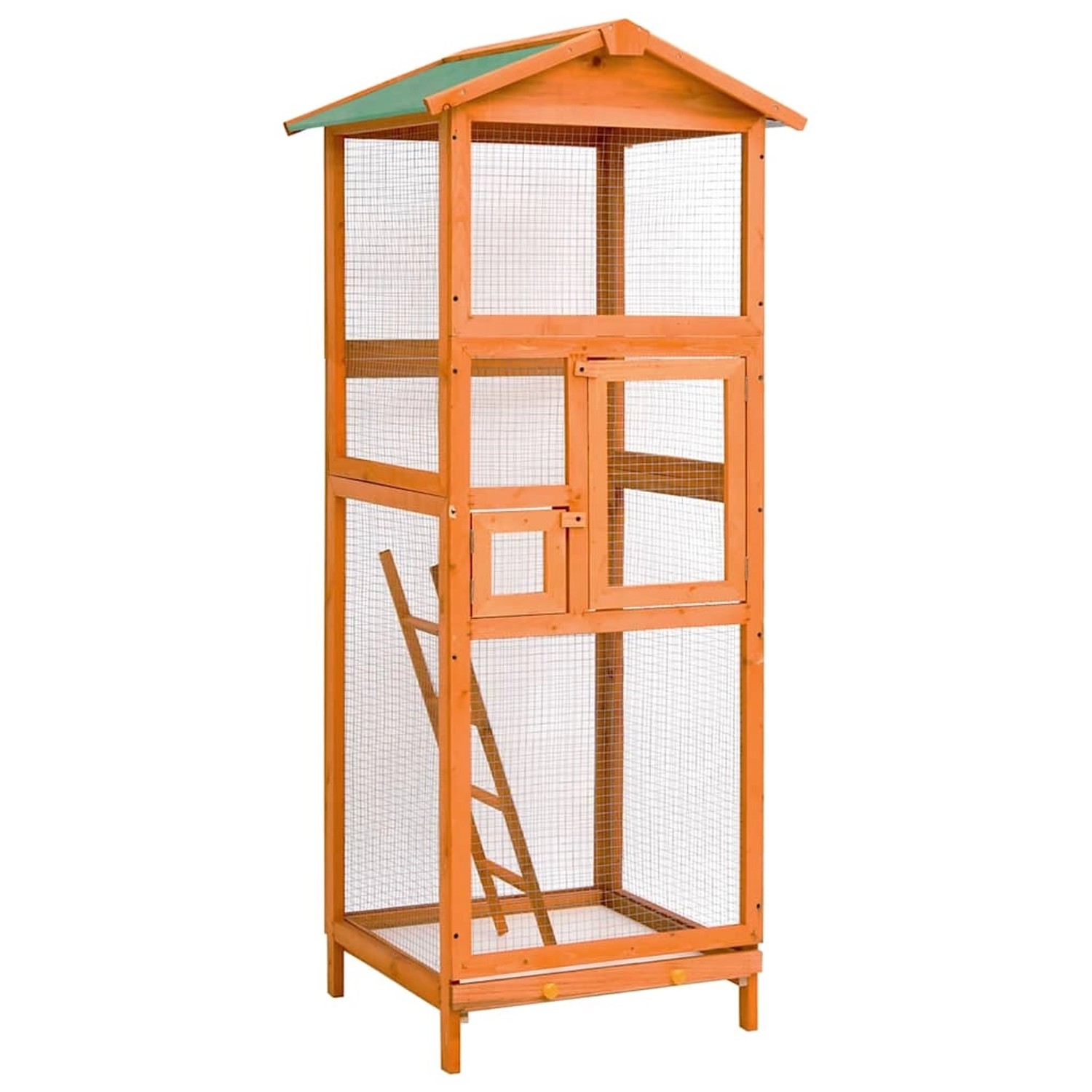 vidaXL Vogelkäfig 68x62x166 cm Massivholz Fichte 171457