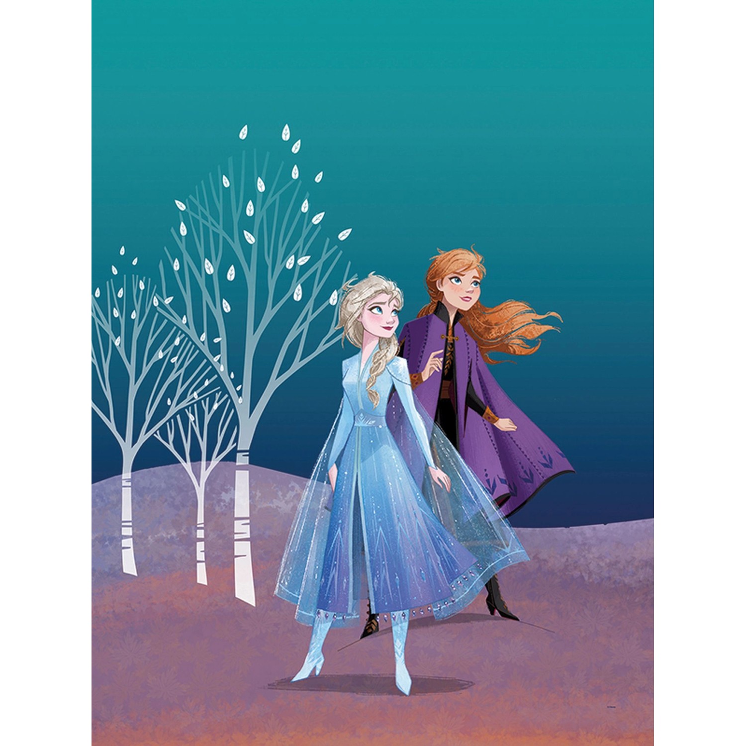 Disney Poster Die Eiskönigin Anna & Elsa Blau und Lila 30 x 40 cm 610152