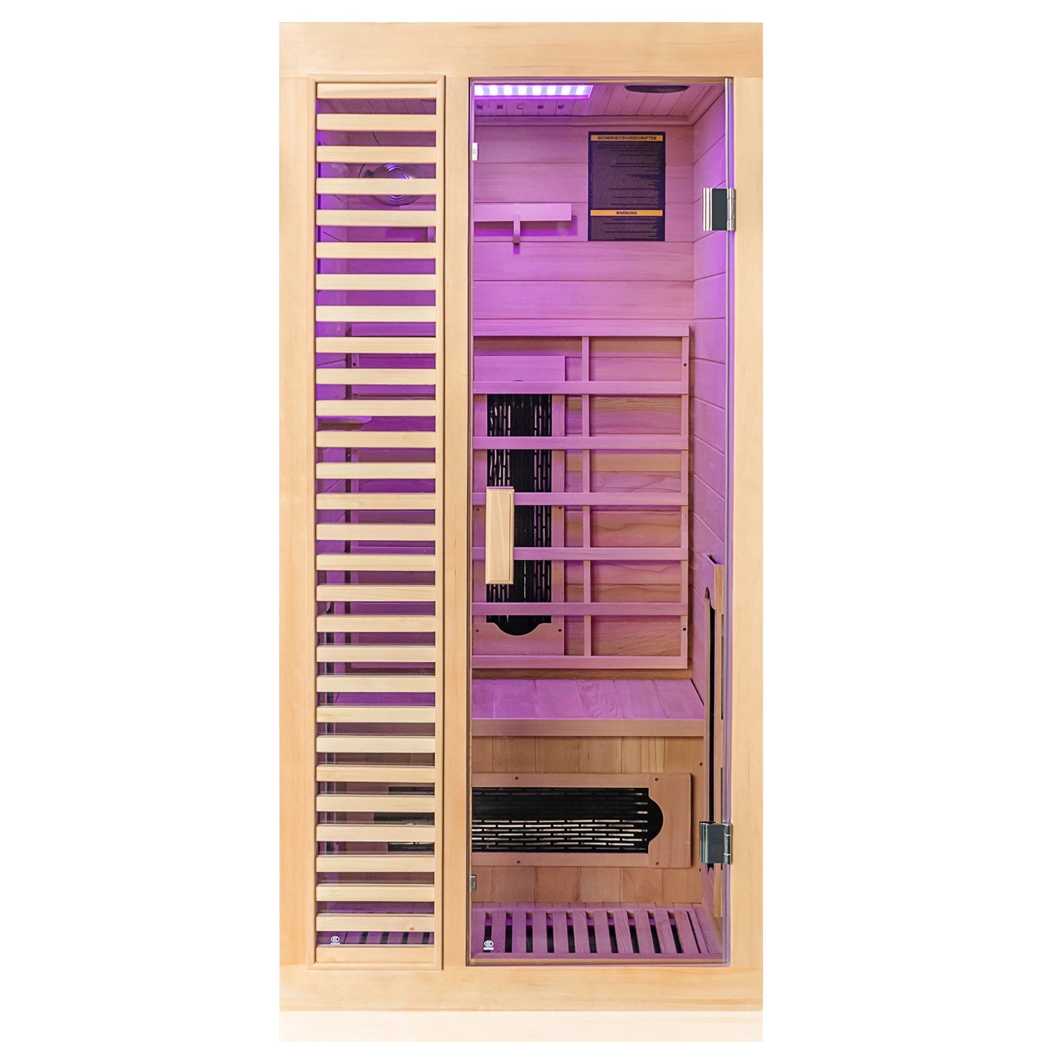 Dewello Infrarotkabine Sauna Hamlin 90cm x 90cm 1 Person Keramik & Karbonstrahler Hemloch Tannenholz